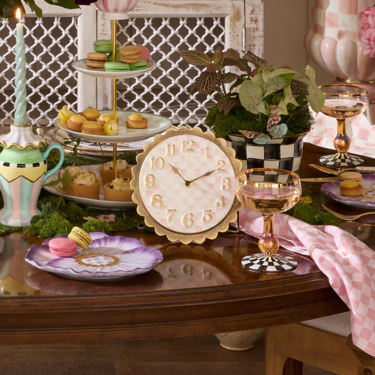 Rosy Check Scalloped Desk Clock - Image 2