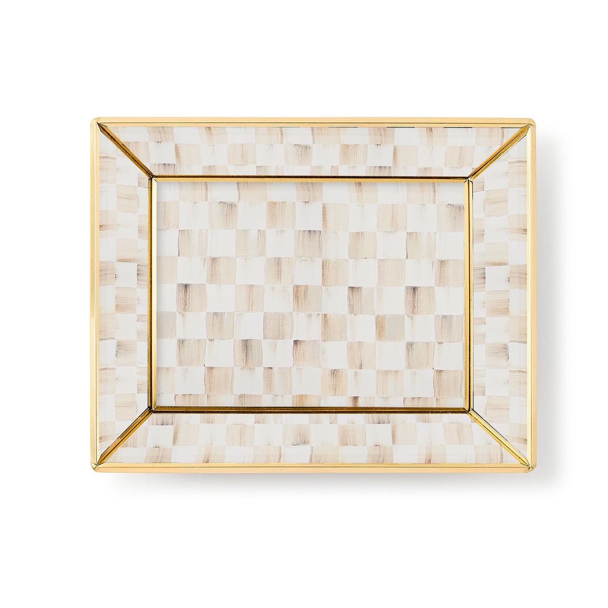 Mocha Check Small Glass Tray