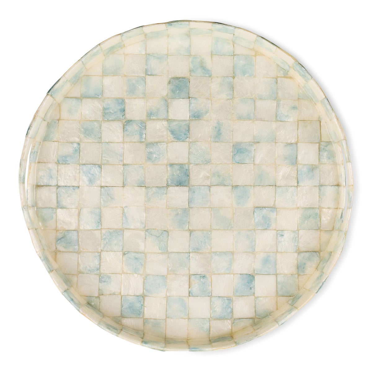 Sky Check Capiz Round Tray - Image 3