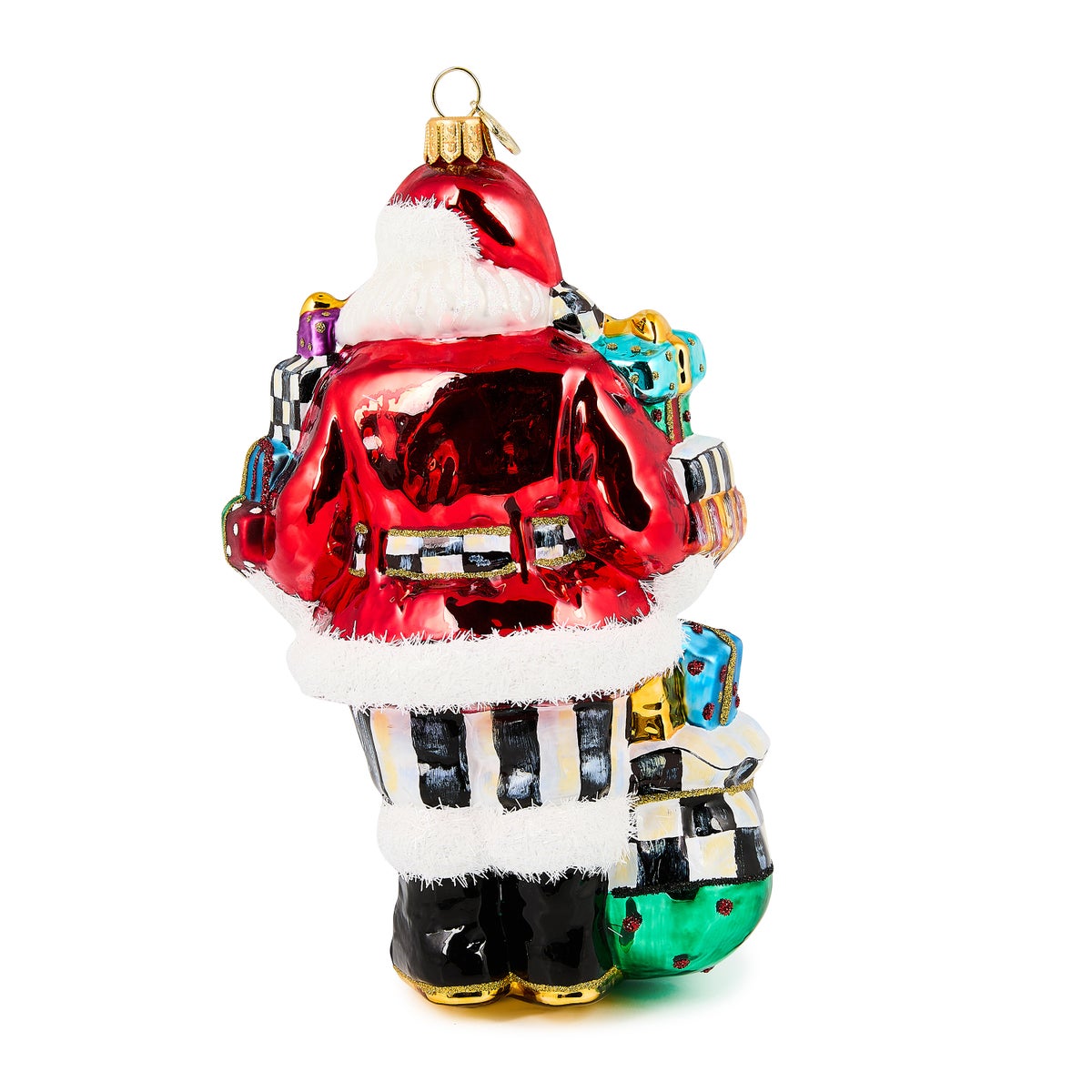 Santa with Gifts Glass Ornament - Image 2