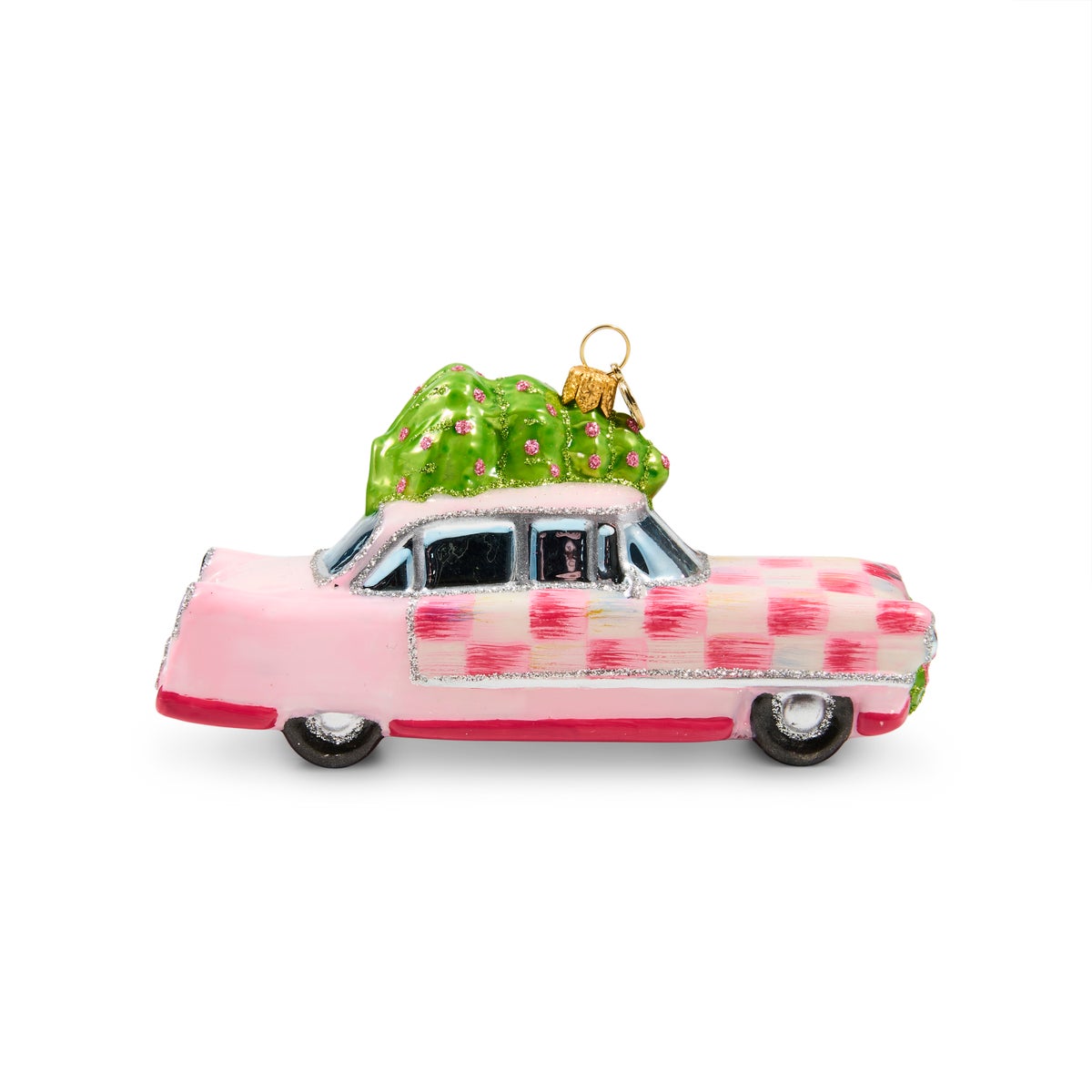 Bubblegum Check Poodle Car Glass Ornament - Image 4
