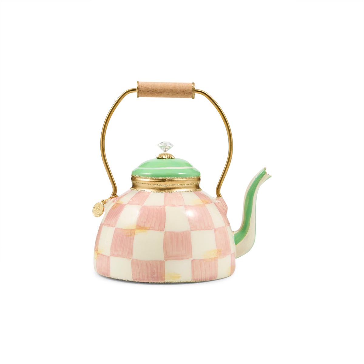 Rosy Check Tea Kettle Glass Ornament - Image 3