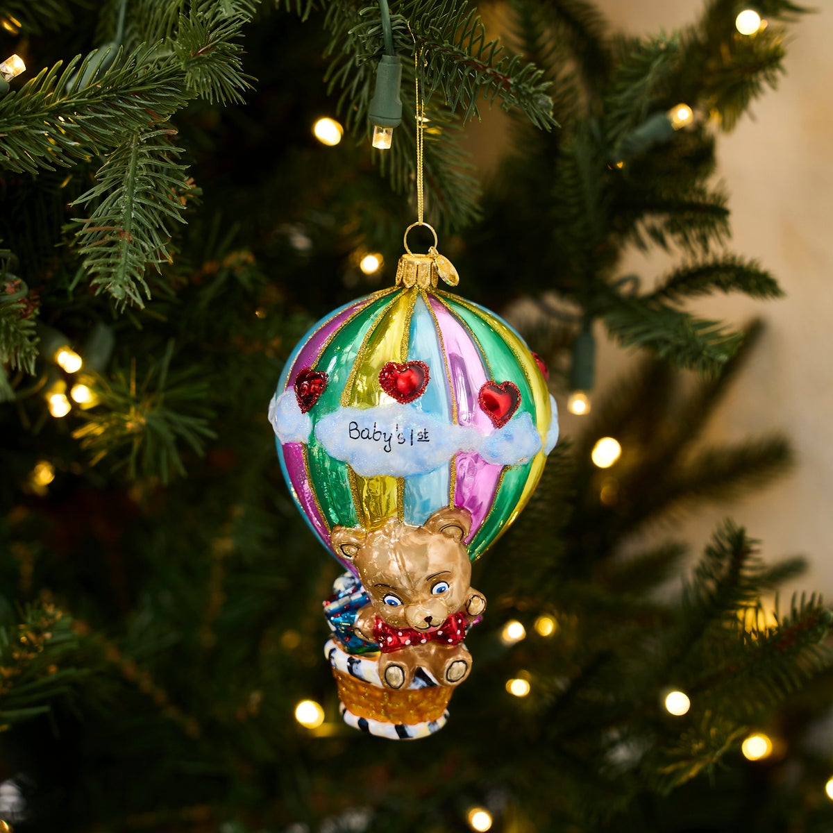 Baby's 1st Balloon Ride Glass Ornament - Image 2