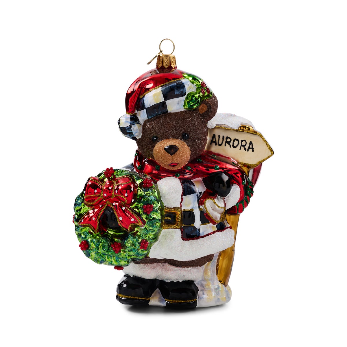 Aurora Teddy Bear Glass Ornament