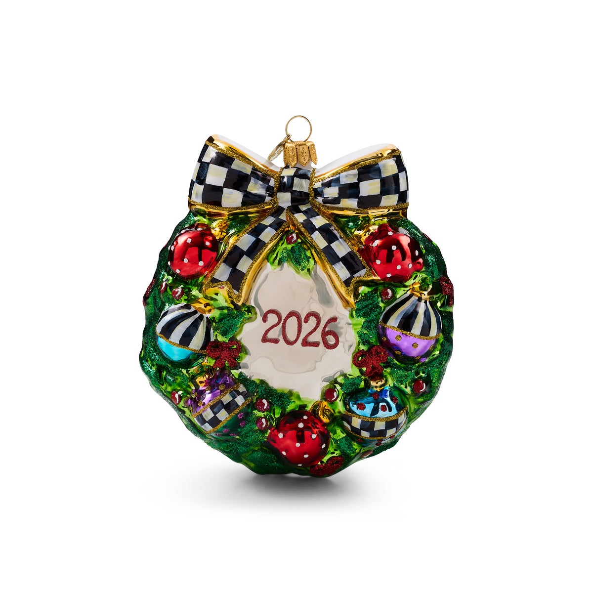2026 Santa Wreath Glass Ornament - Image 4