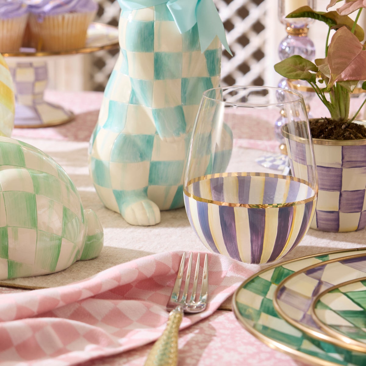 Violet Stripe Stemless Wine Glass - Image 2
