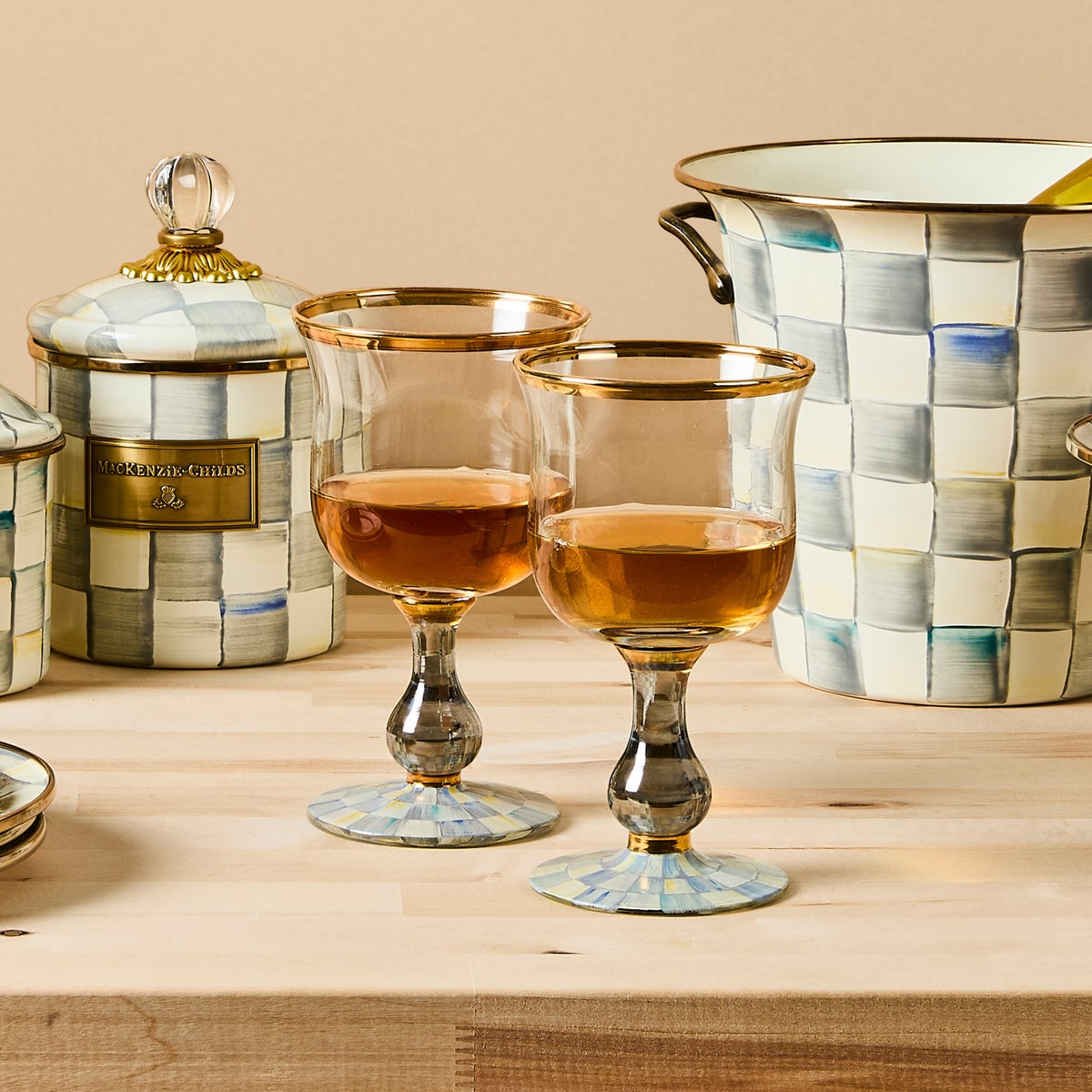 Sterling Check Wine Glass - Image 6