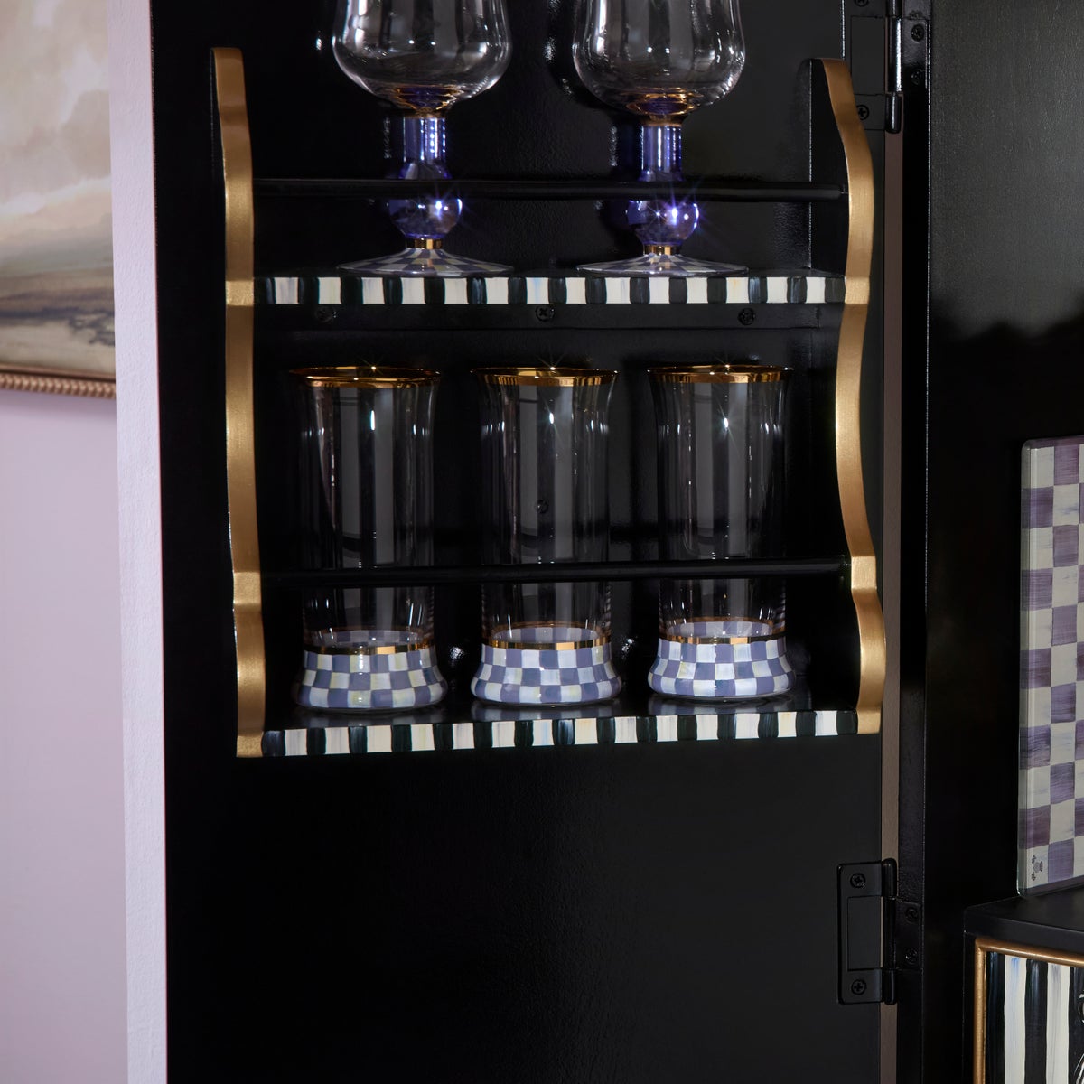 Violet Check Highball Glass, Set of 2 - Image 2