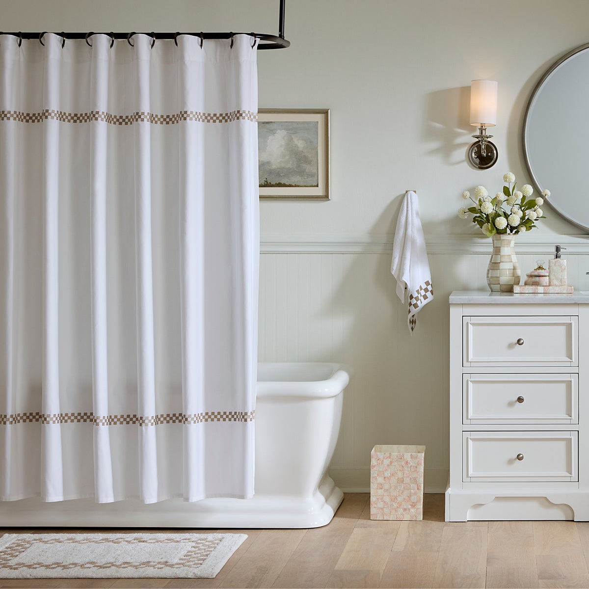 Signature Collection Mocha Check Shower Curtain