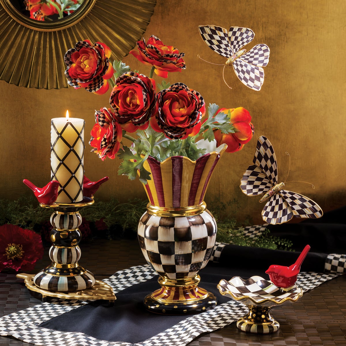 Courtly Check Black Table Runner - Image 8