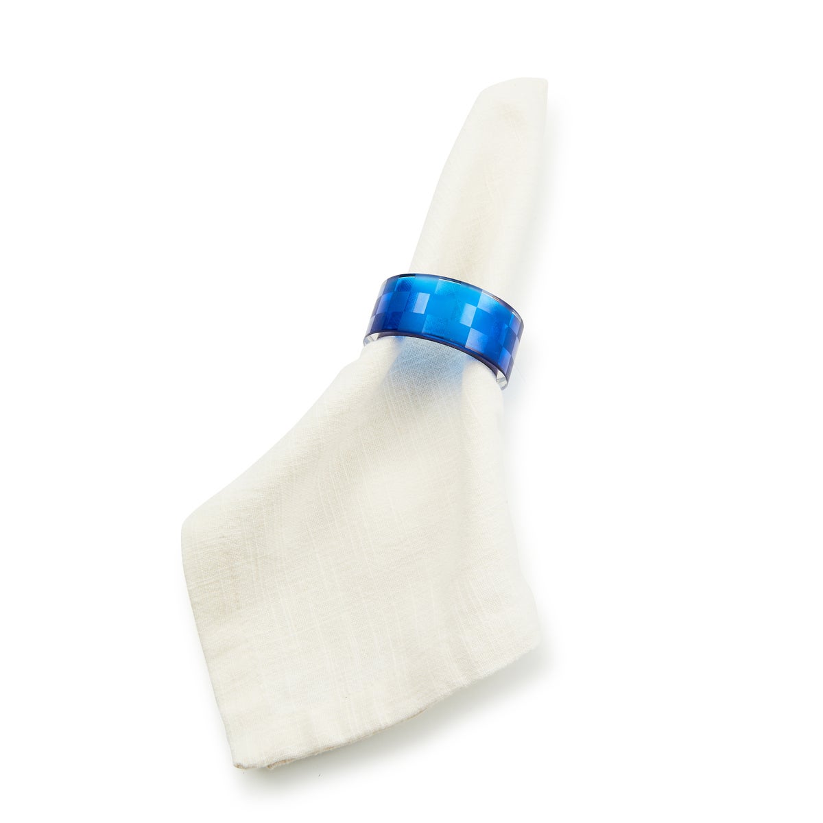 Indigo Check Napkin Rings, Set of 4 - Image 2