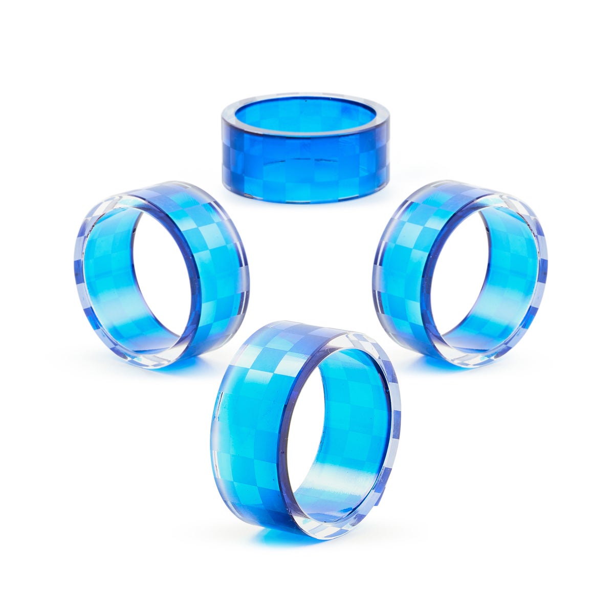 Indigo Check Napkin Rings, Set of 4 - Image 3