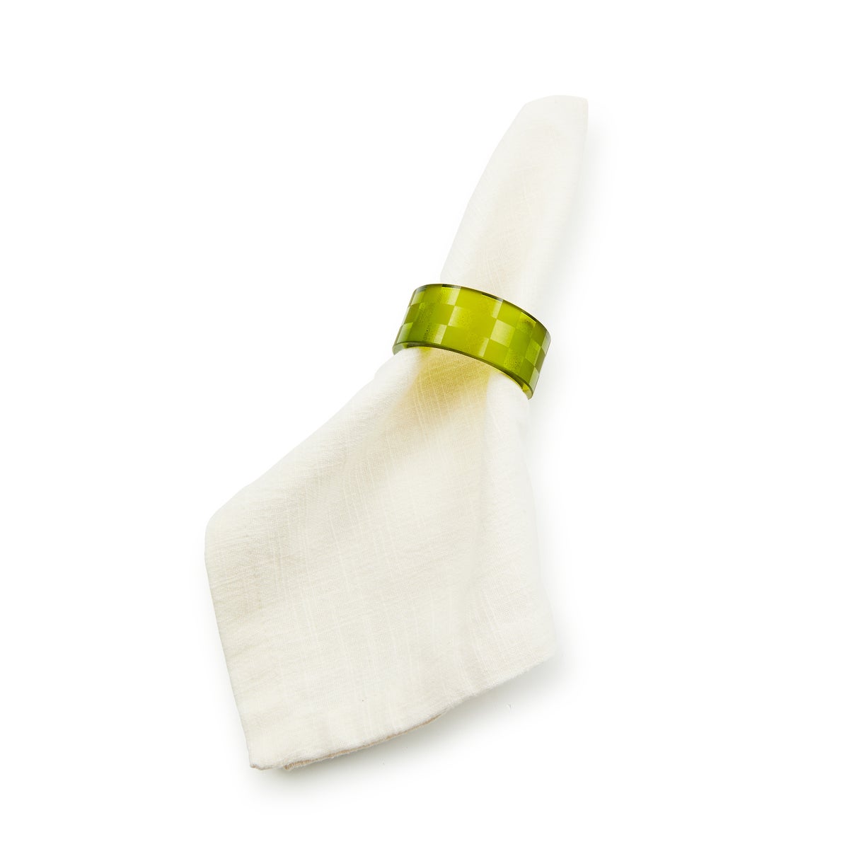 Green Check Napkin Rings, Set of 4 - Image 3