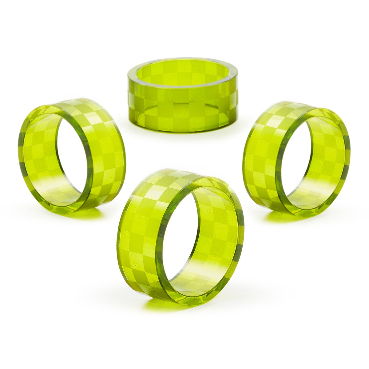 Green Check Napkin Rings, Set of 4 - Image 4