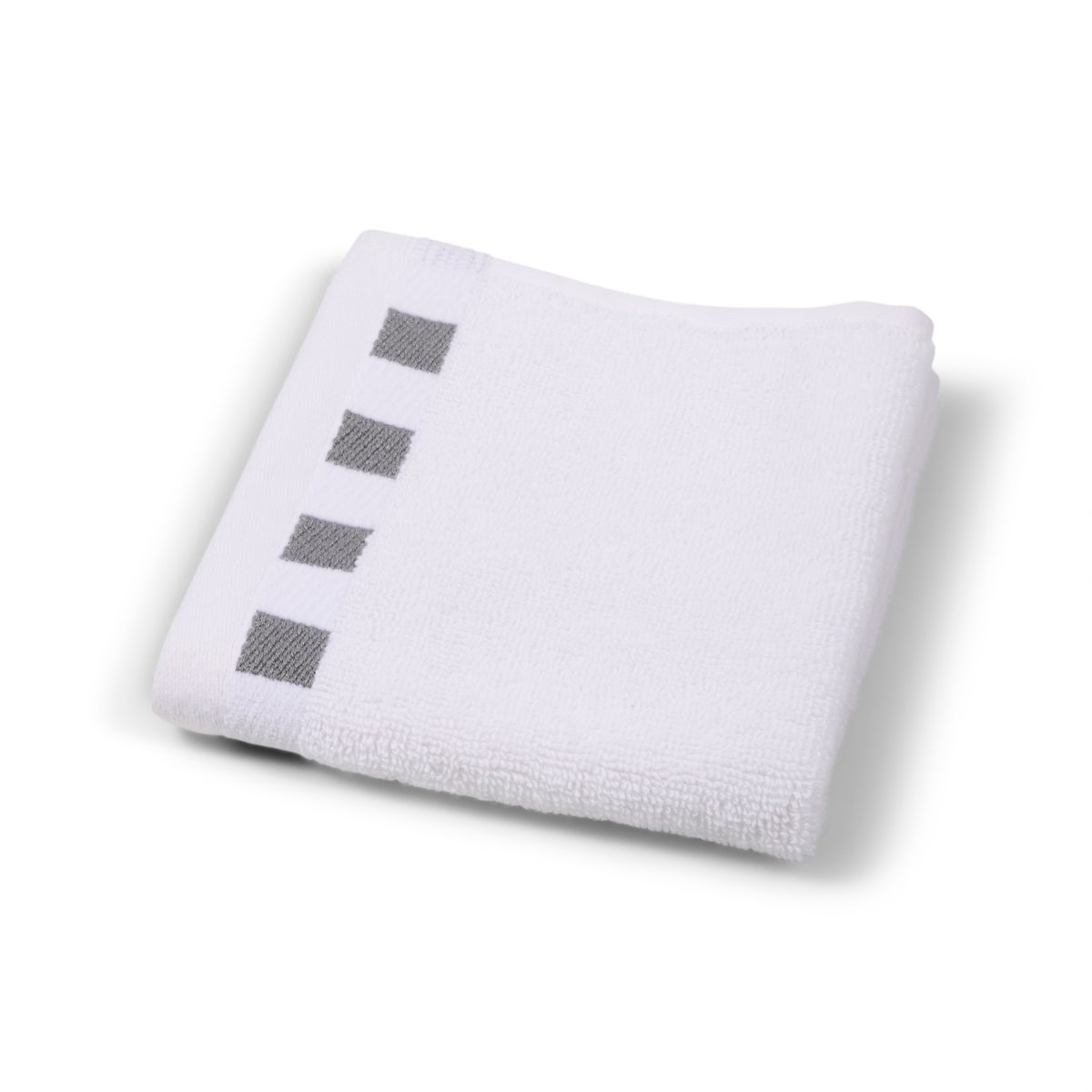 Washcloth with Grey Check Border