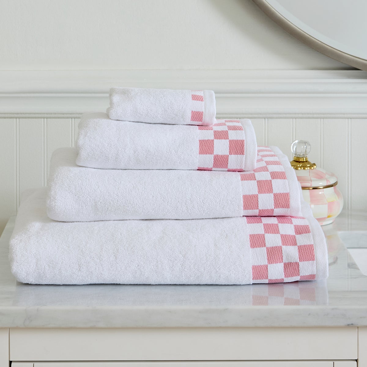 Washcloth with Rose Check Border - Image 2