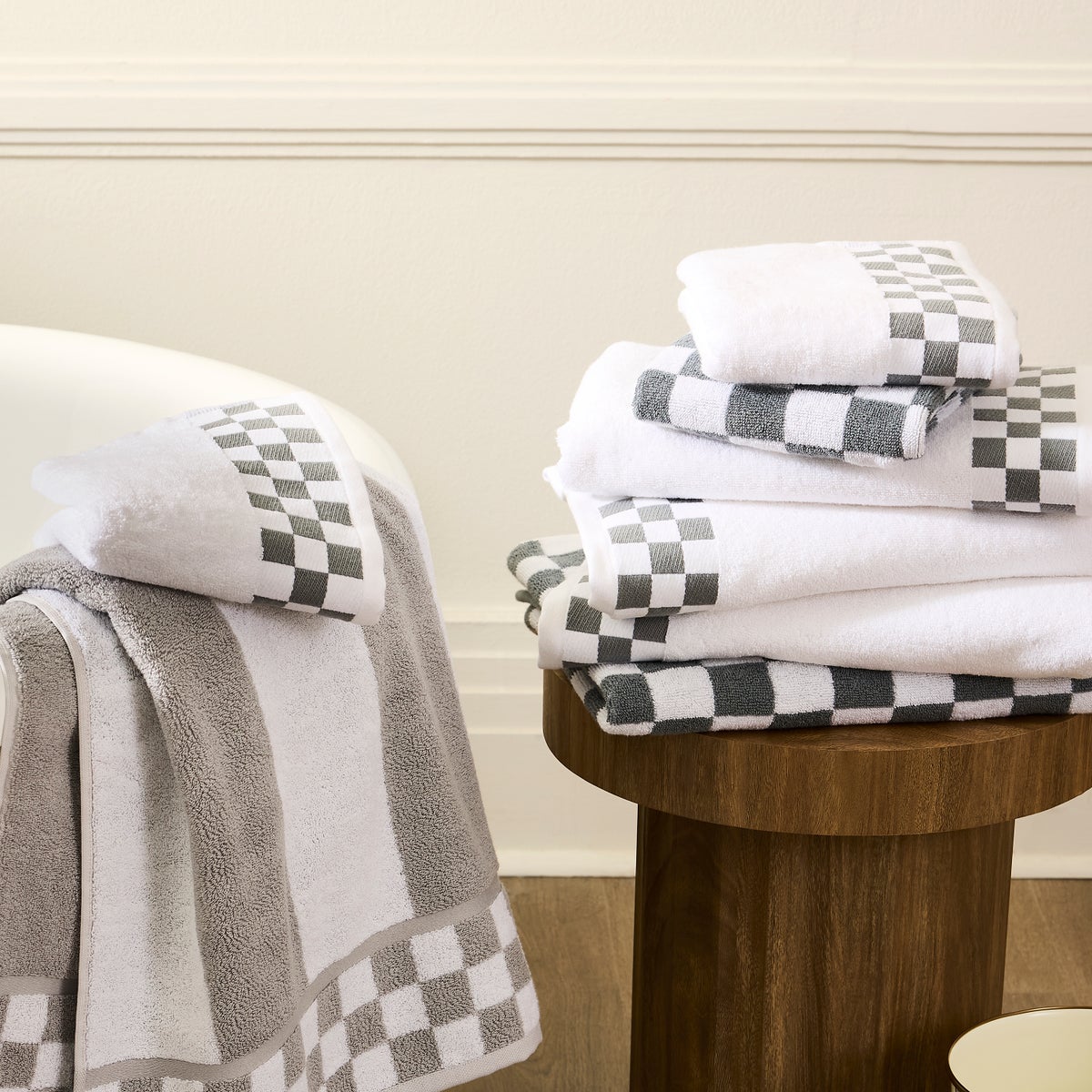 Hand Towel with Grey Check Border - Image 2
