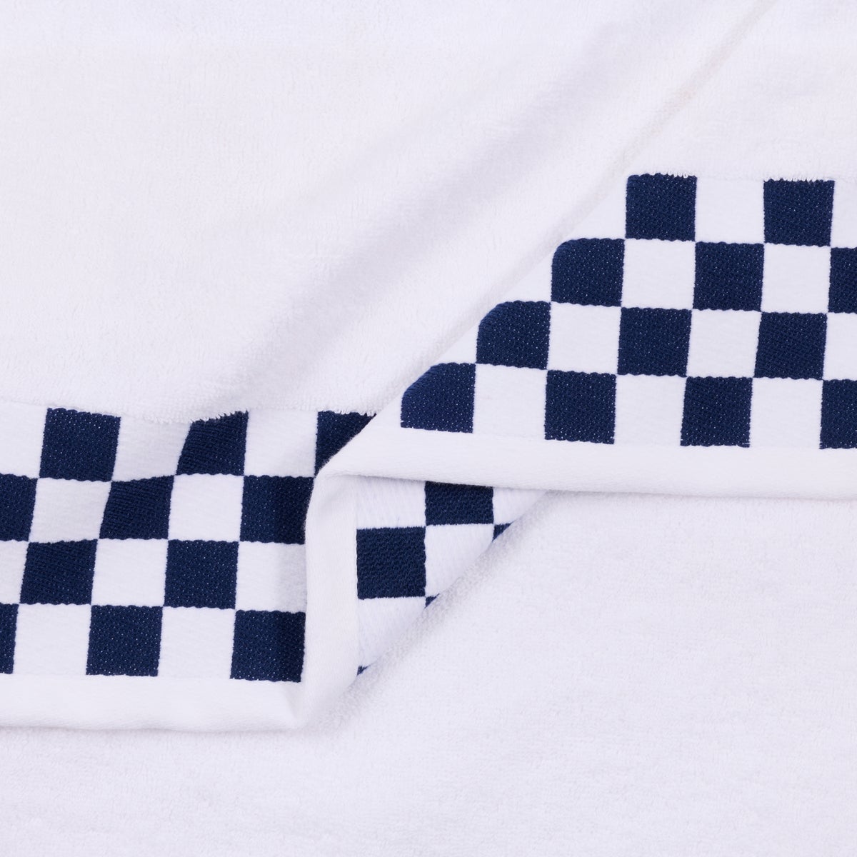 Bath Sheet with Indigo Check Border - Image 3