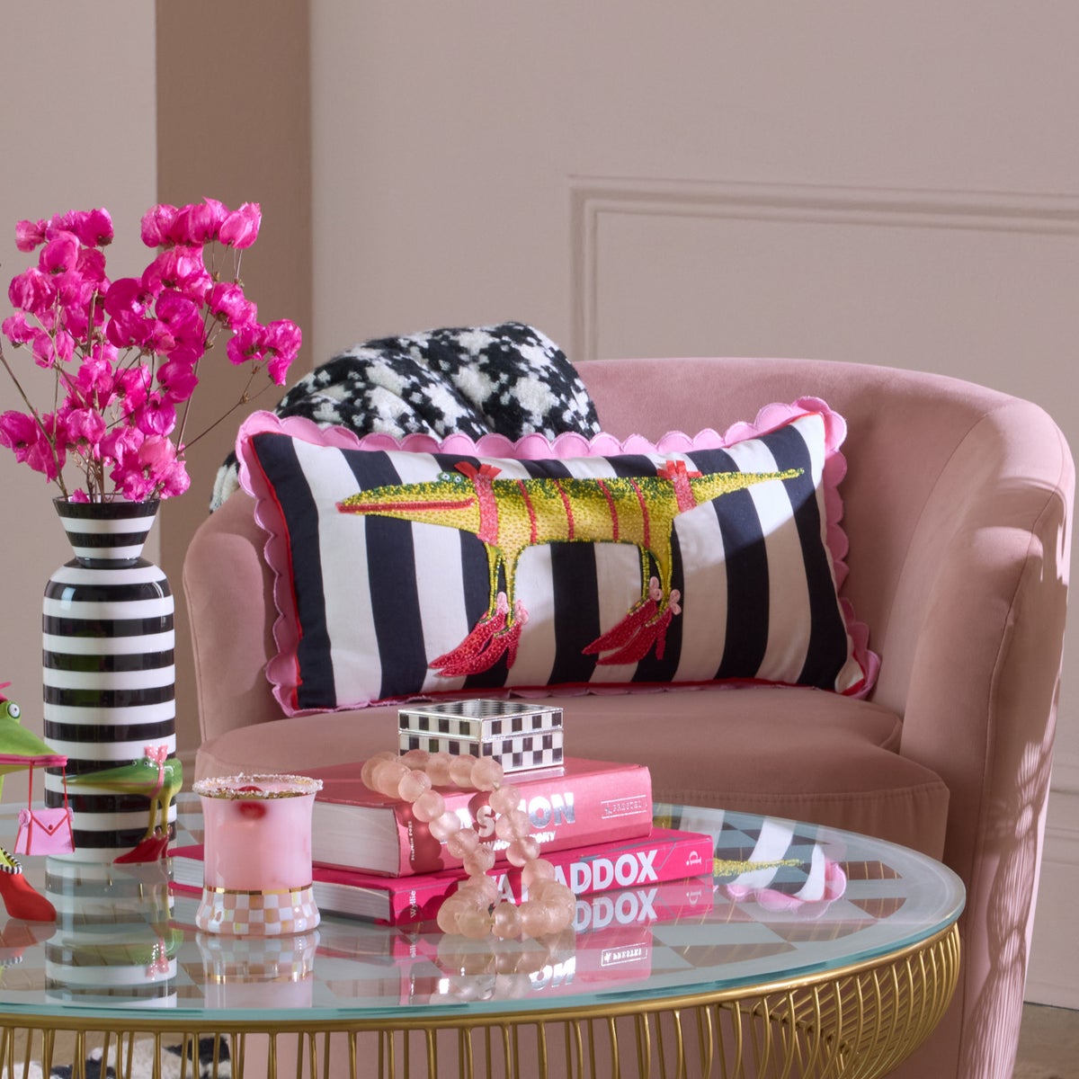 Patience Brewster Gloria Alligator Striped Lumbar Throw Pillow - Image 2