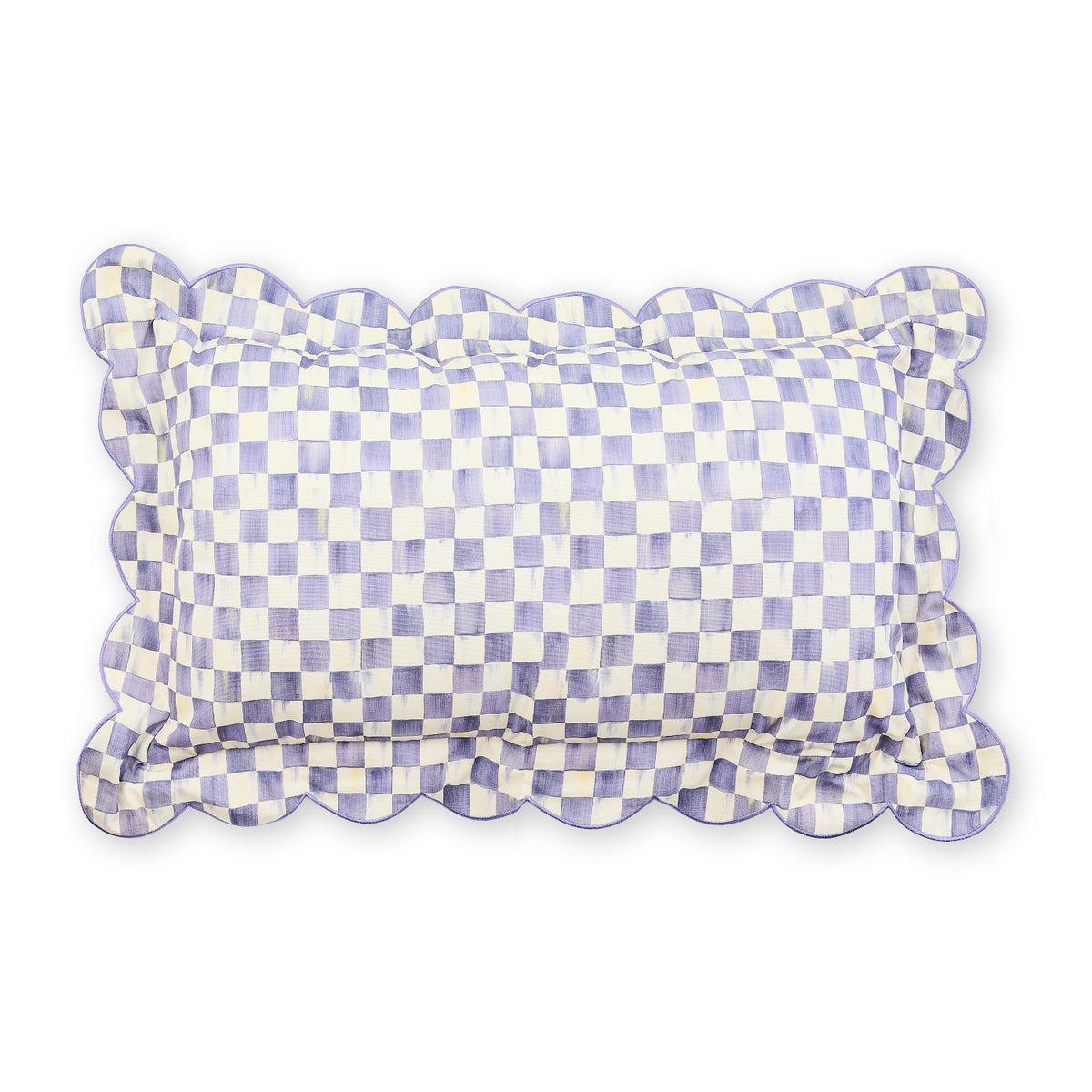 Violet Check Reversible Scalloped Lumbar Throw Pillow
