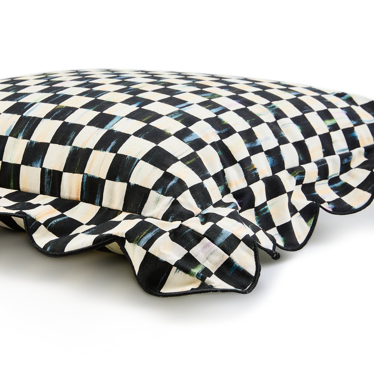 Courtly Check Reversible Scalloped Throw Pillow - Image 3