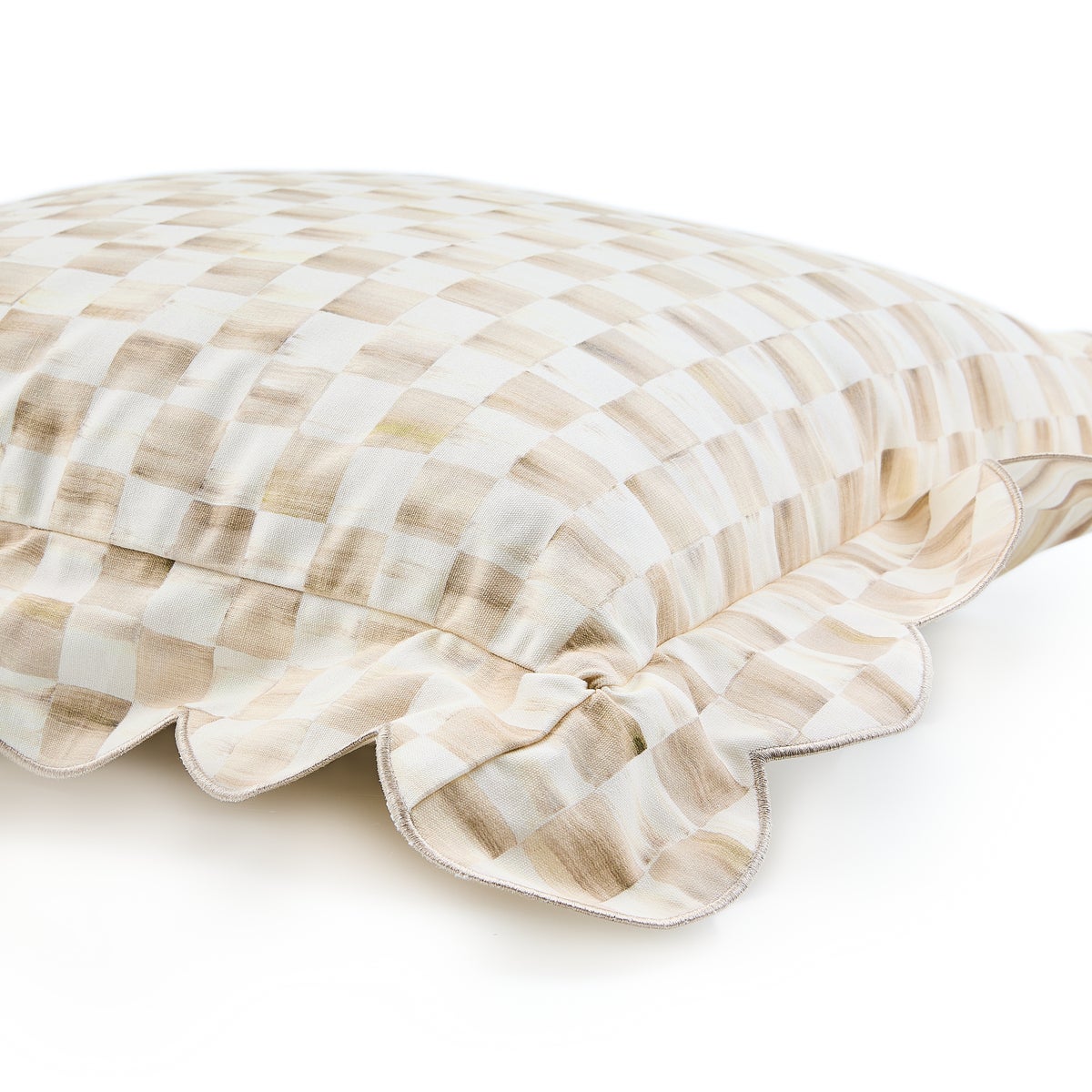 Mocha Check Reversible Scalloped Throw Pillow - Image 3