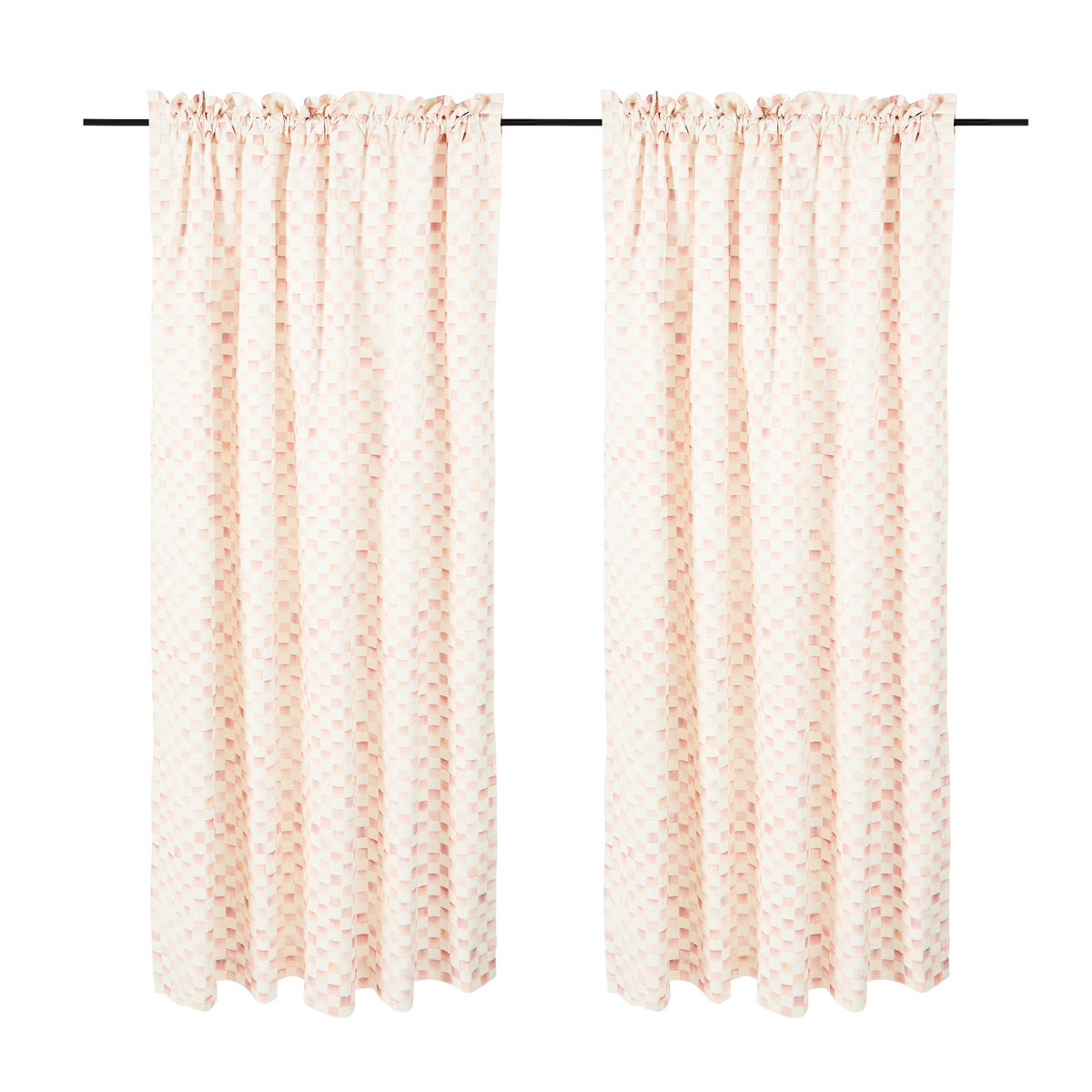 Rosy Check 84" Curtain Panel