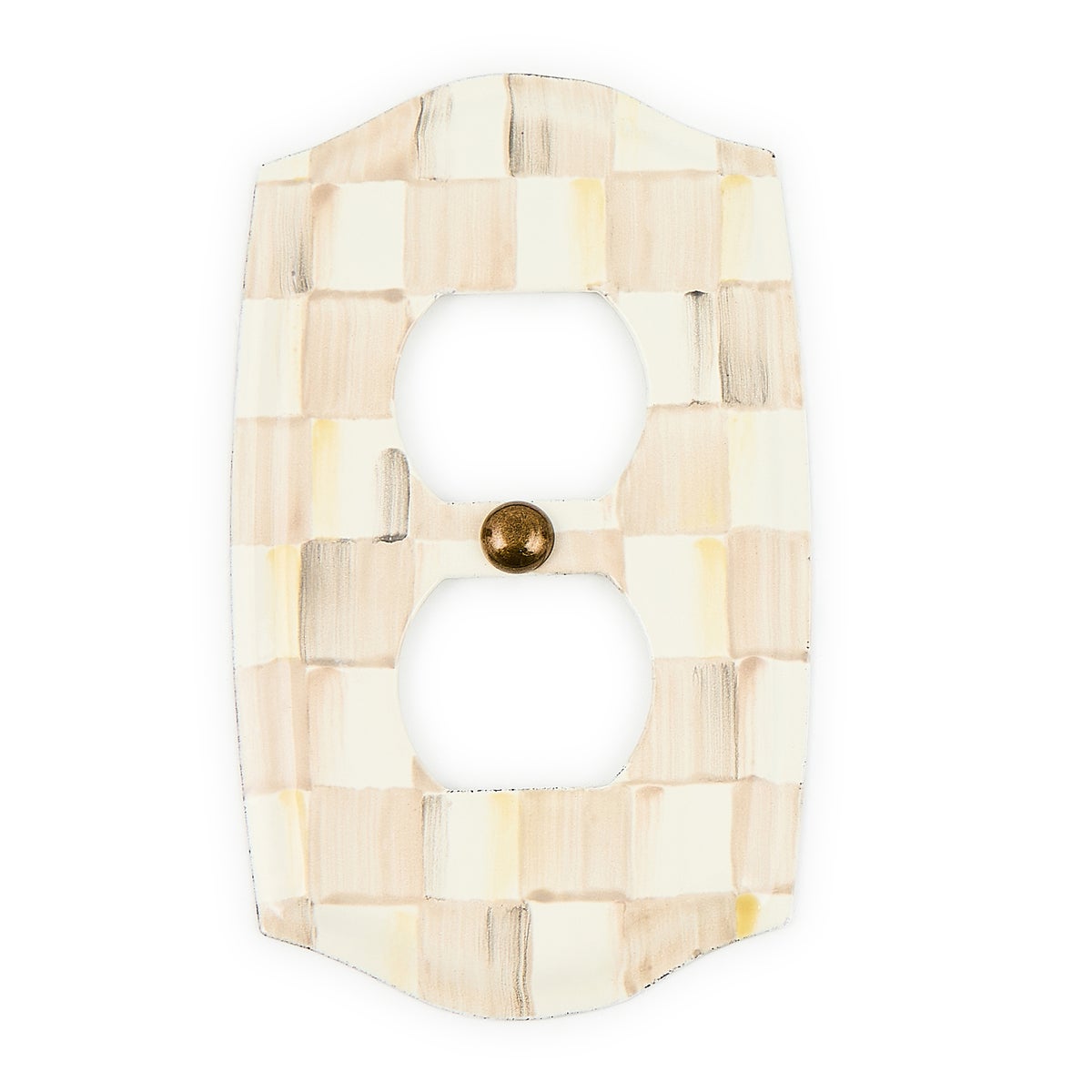 Mocha Check Double Outlet Cover - Image 2
