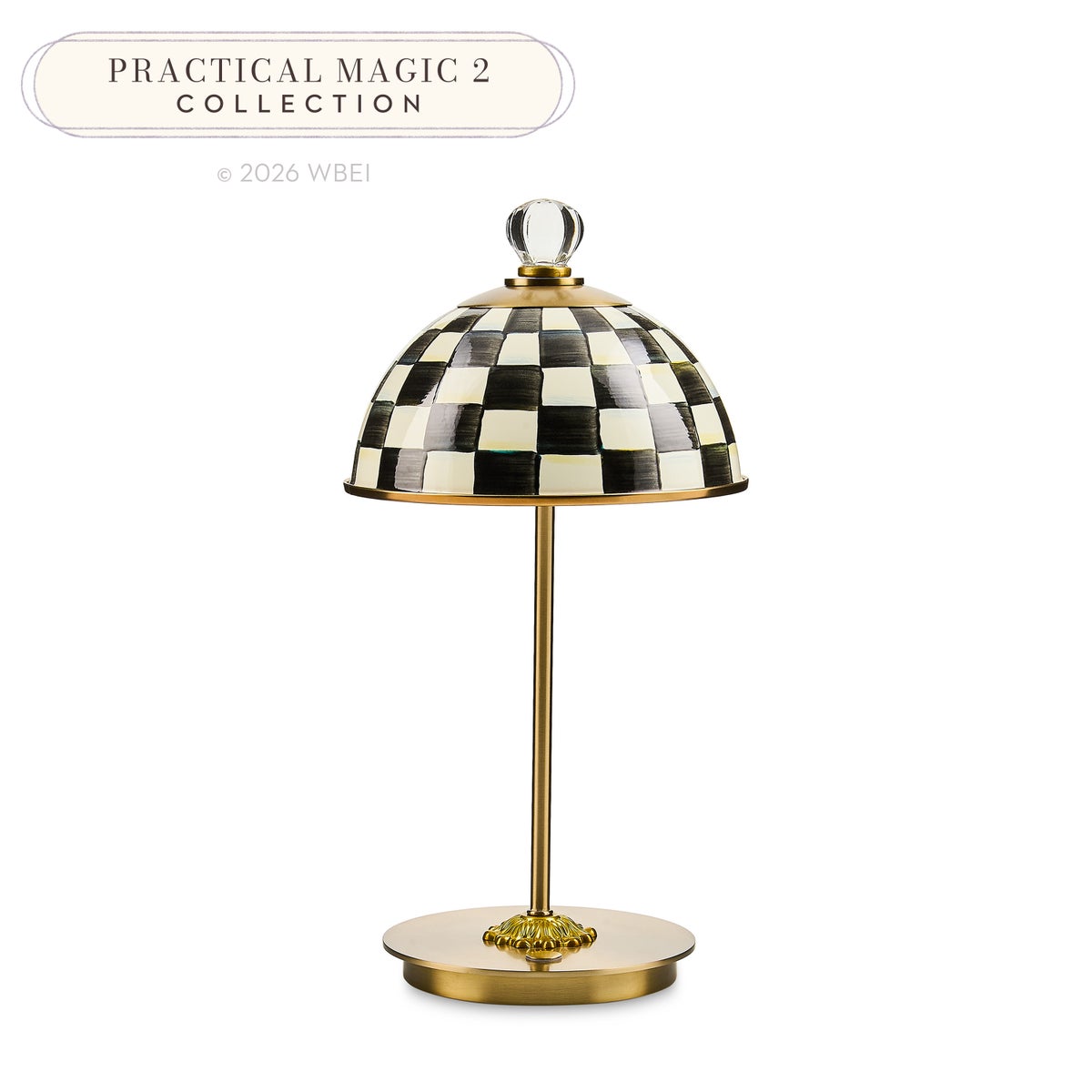 Courtly Check LED Rechargeable Dome Table Lamp