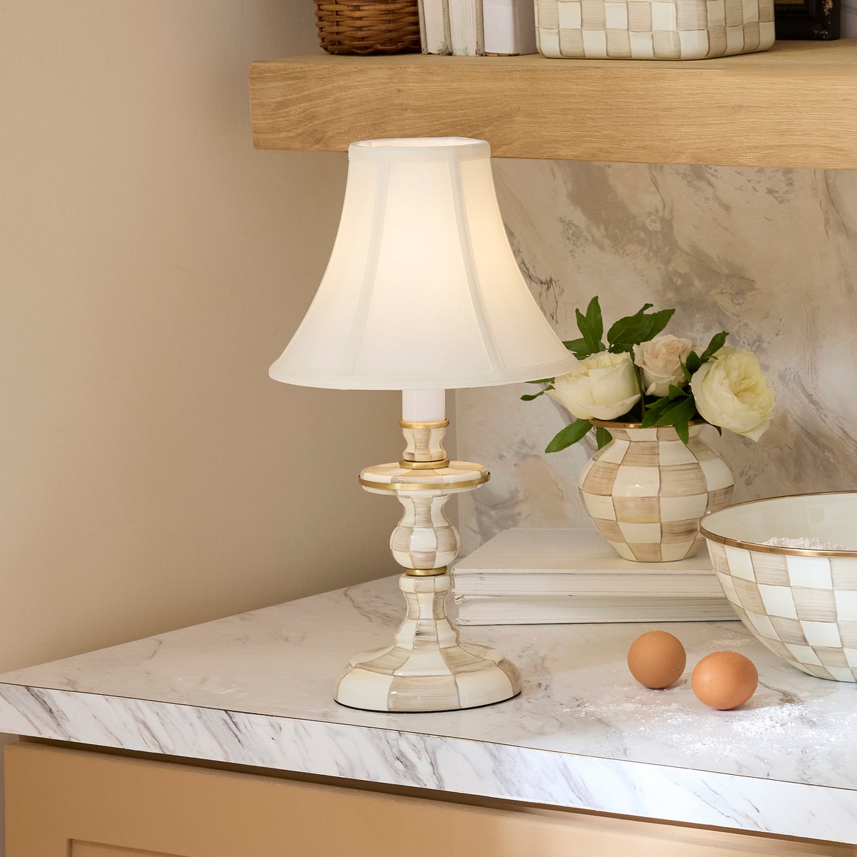 Mocha Check Candlestick Lamp - Image 2