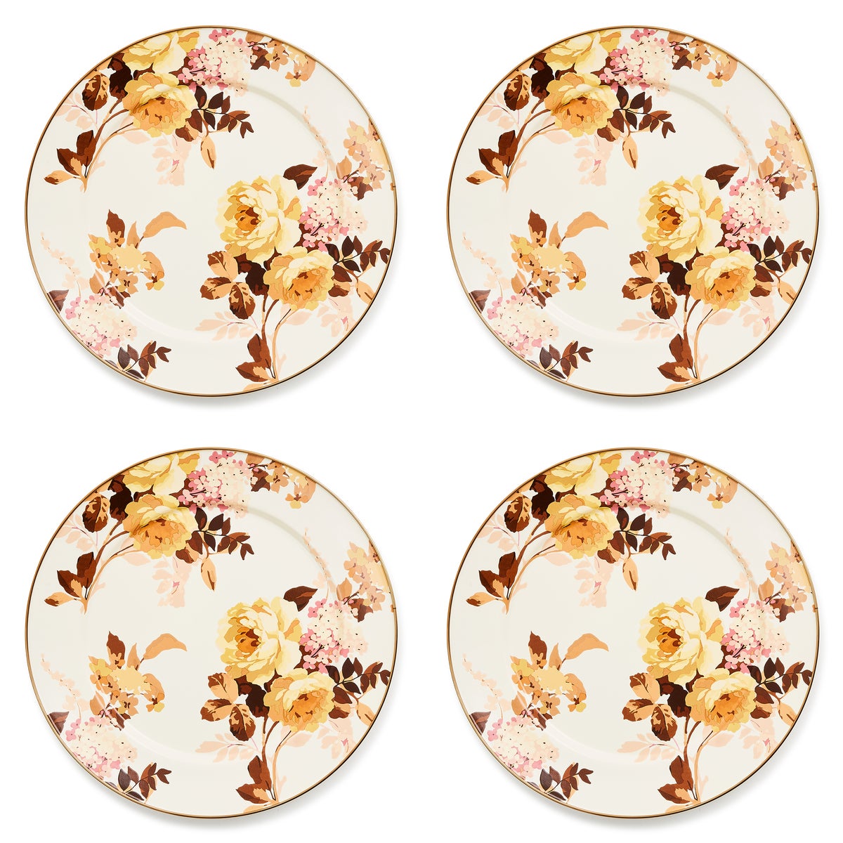 Wild Rose White Chargers, Set of 4