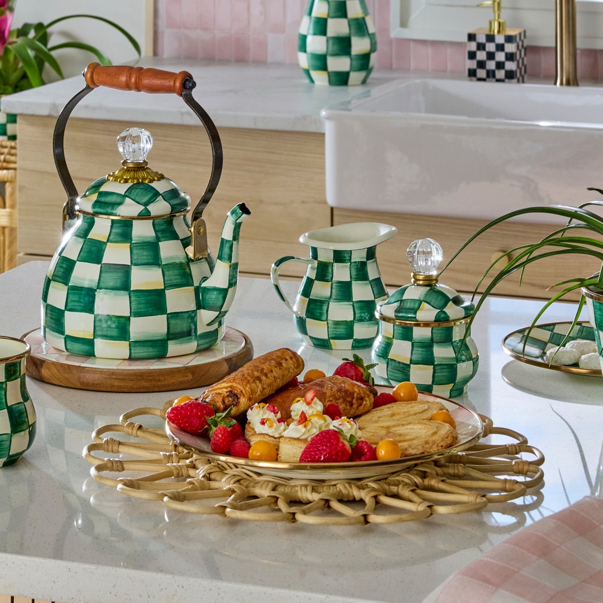 Emerald Check Lidded Sugar Bowl - Image 3