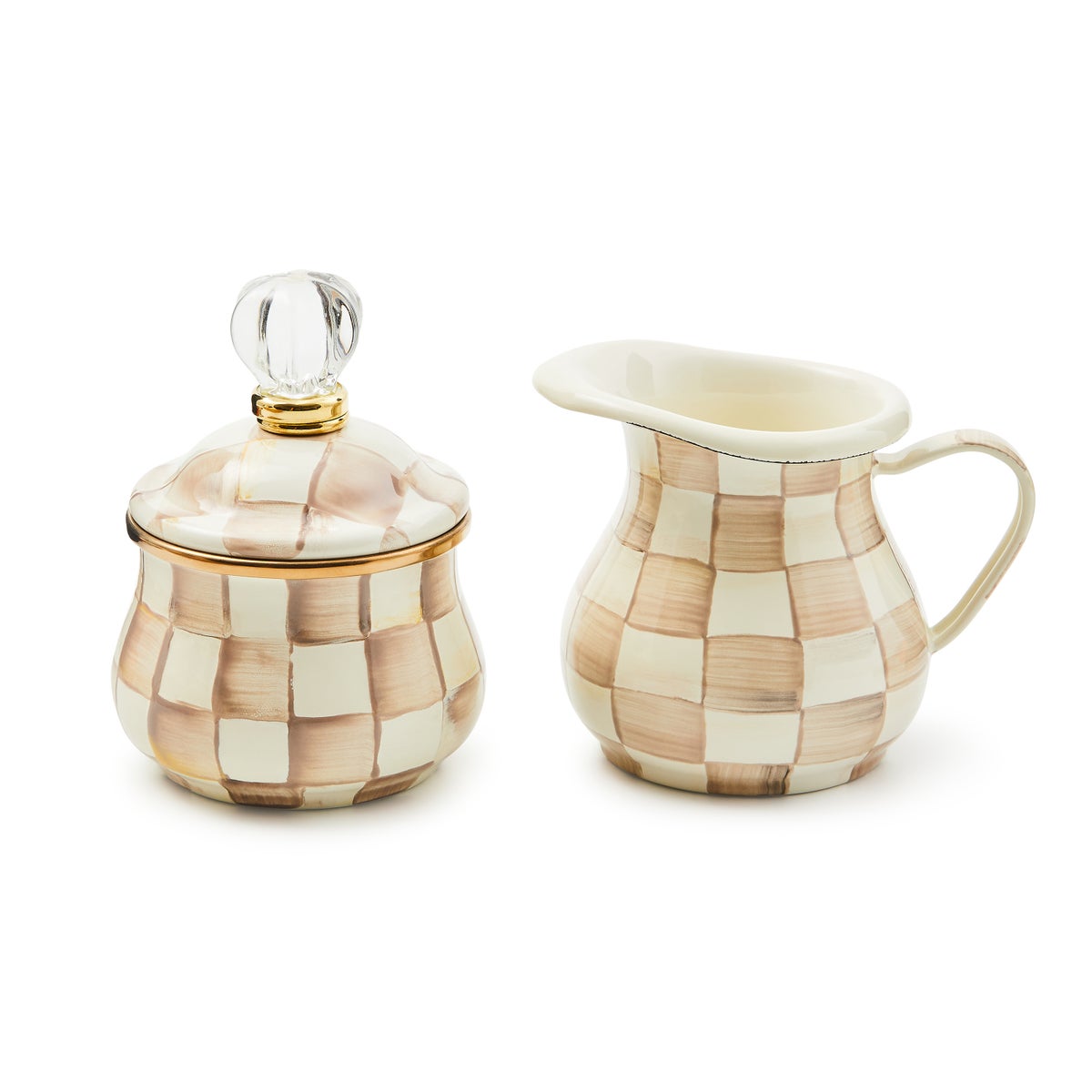 Mocha Check Lidded Sugar Bowl - Image 3