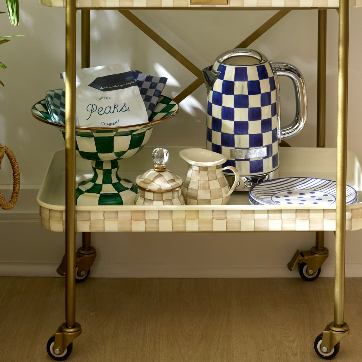 Mocha Check Creamer & Sugar Bowl Set - Image 2