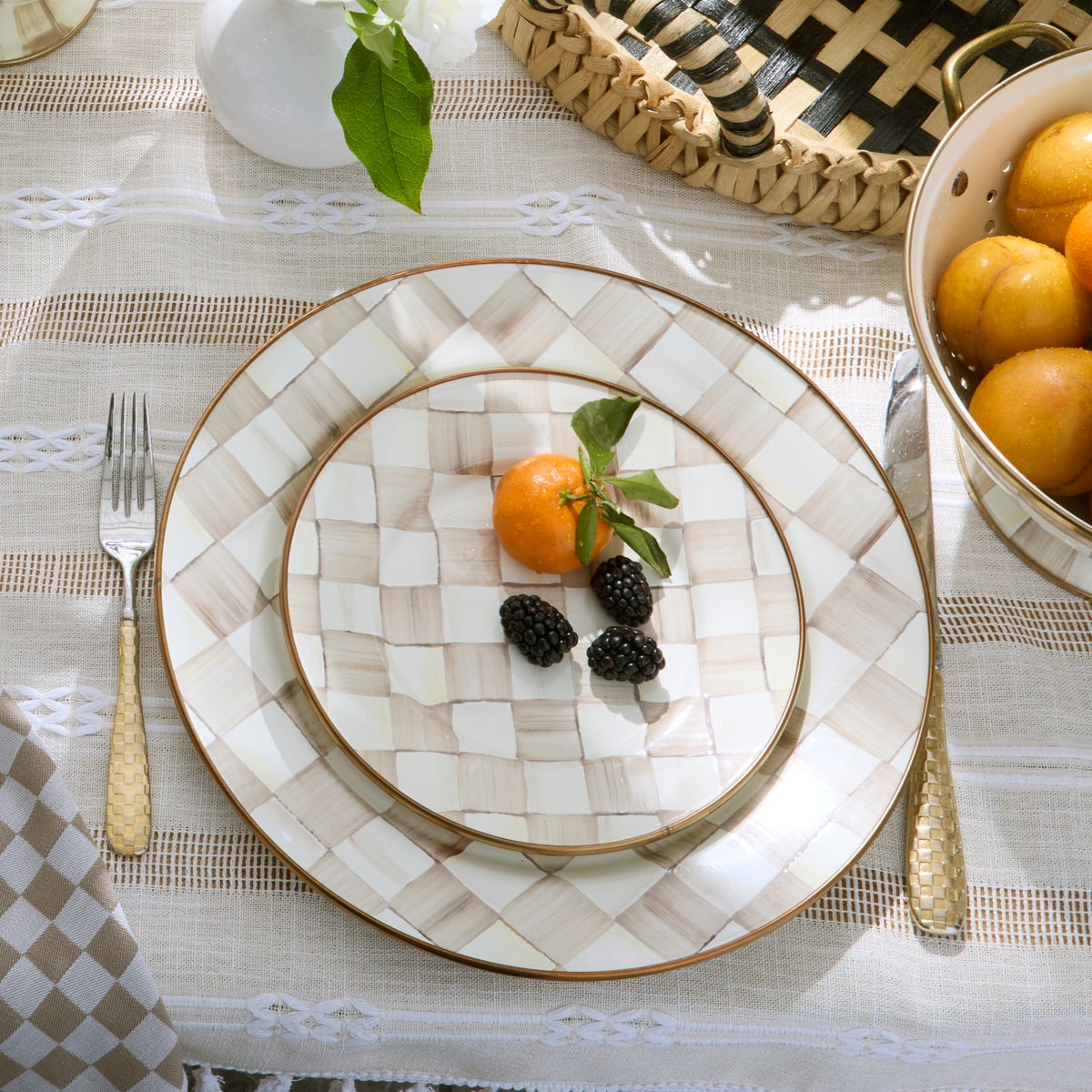 Mocha Check Salad Plate - Image 6