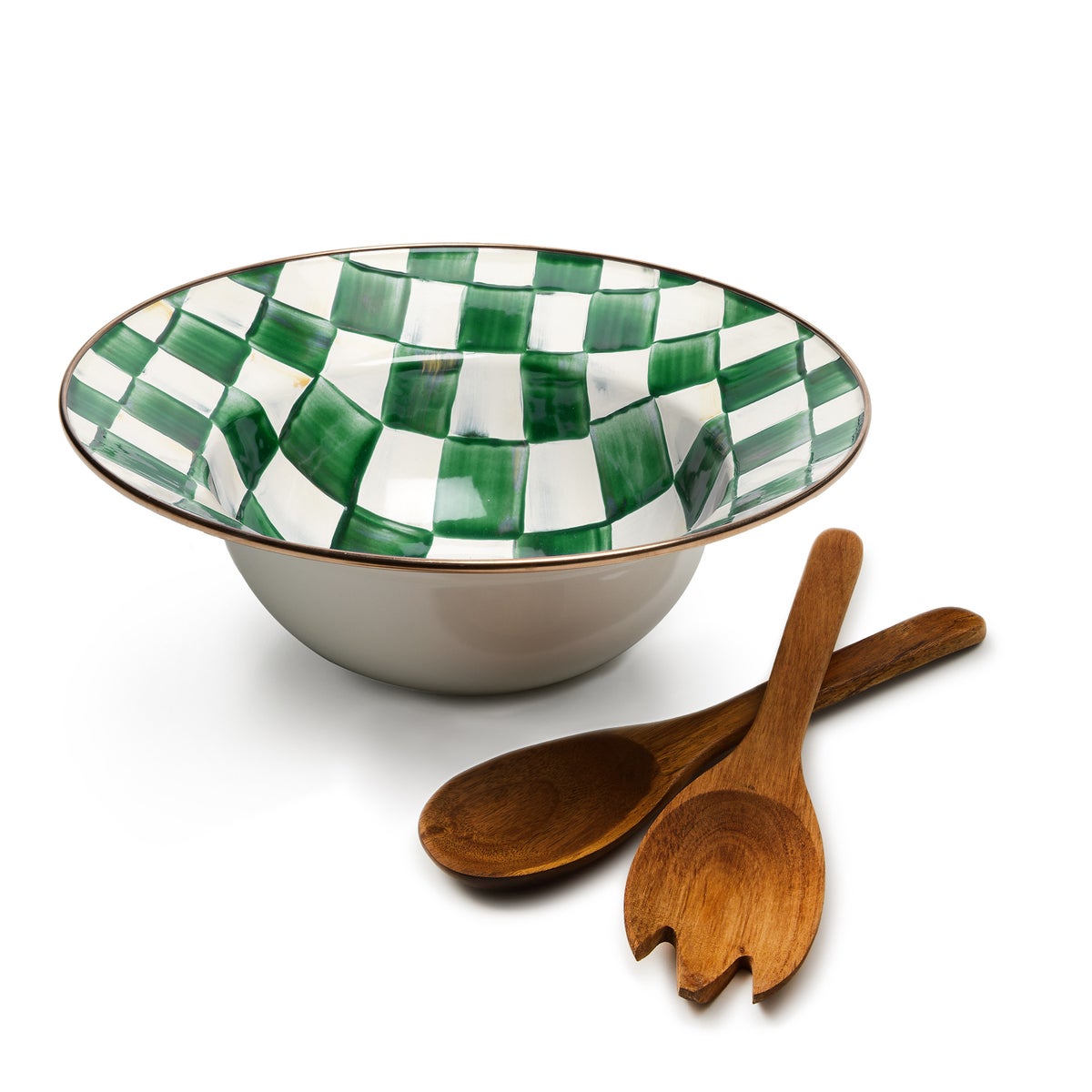 Emerald Check Salad Serving Set