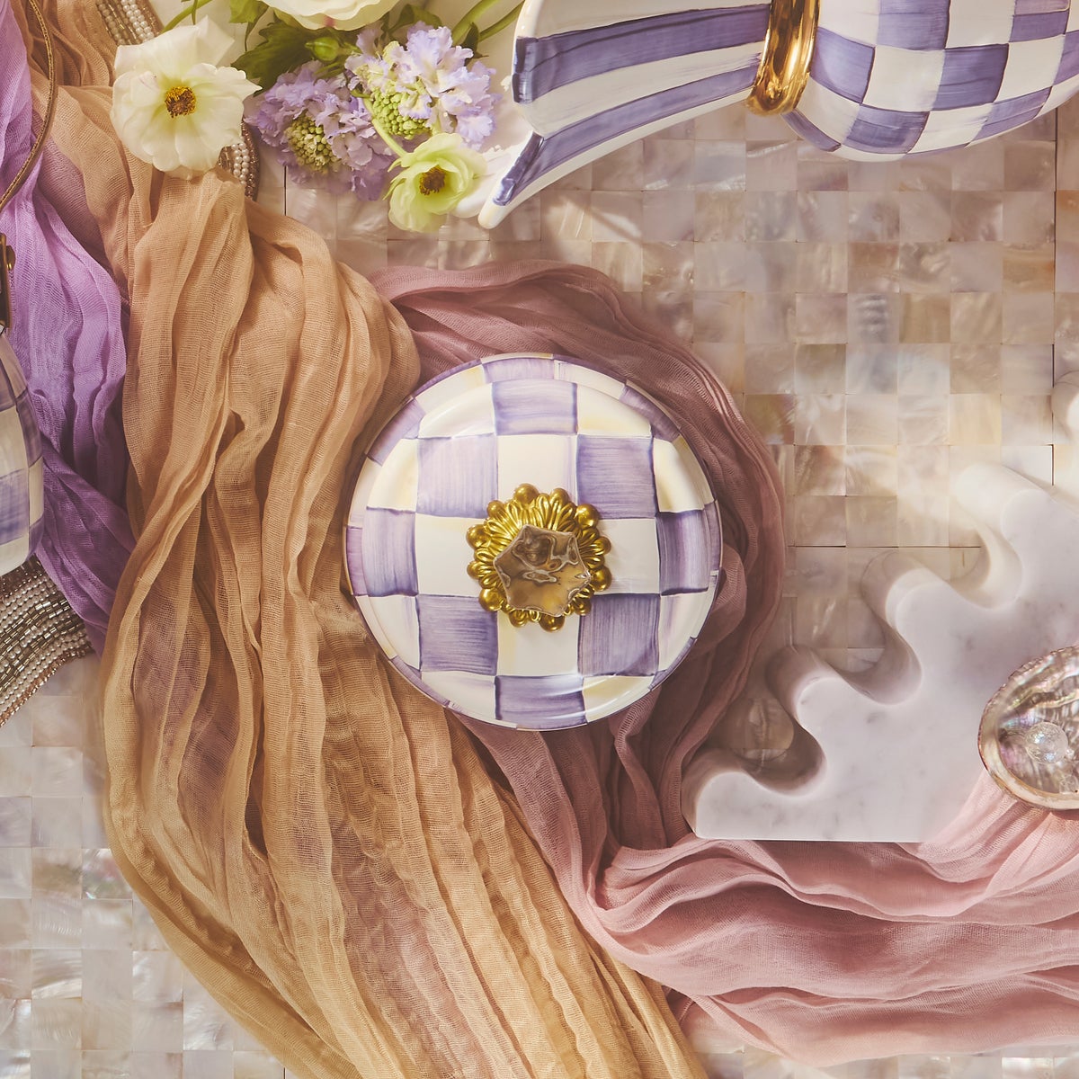 Violet Check Squashed Pot - Image 3