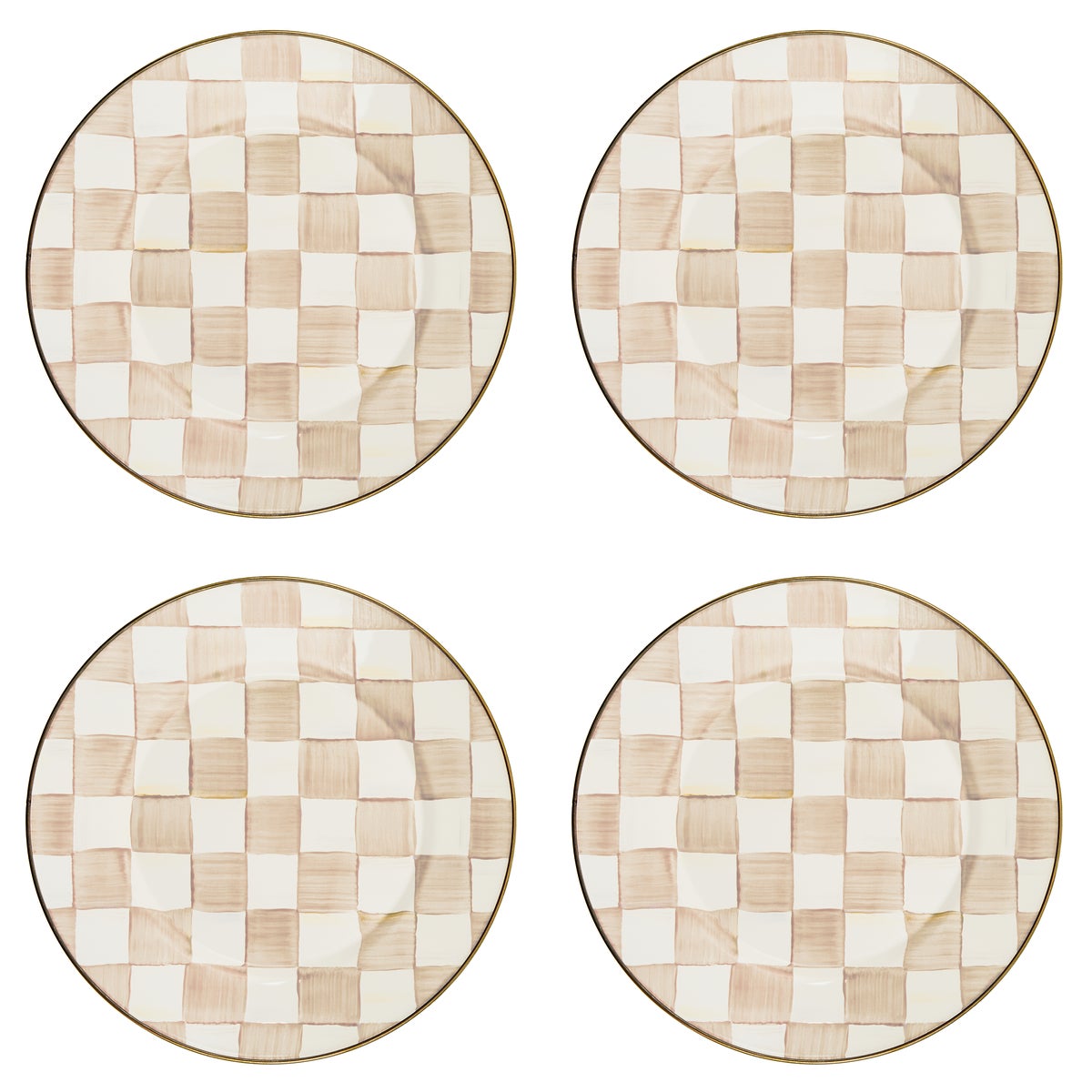 Mocha Check Dinner Plate, Set of 4