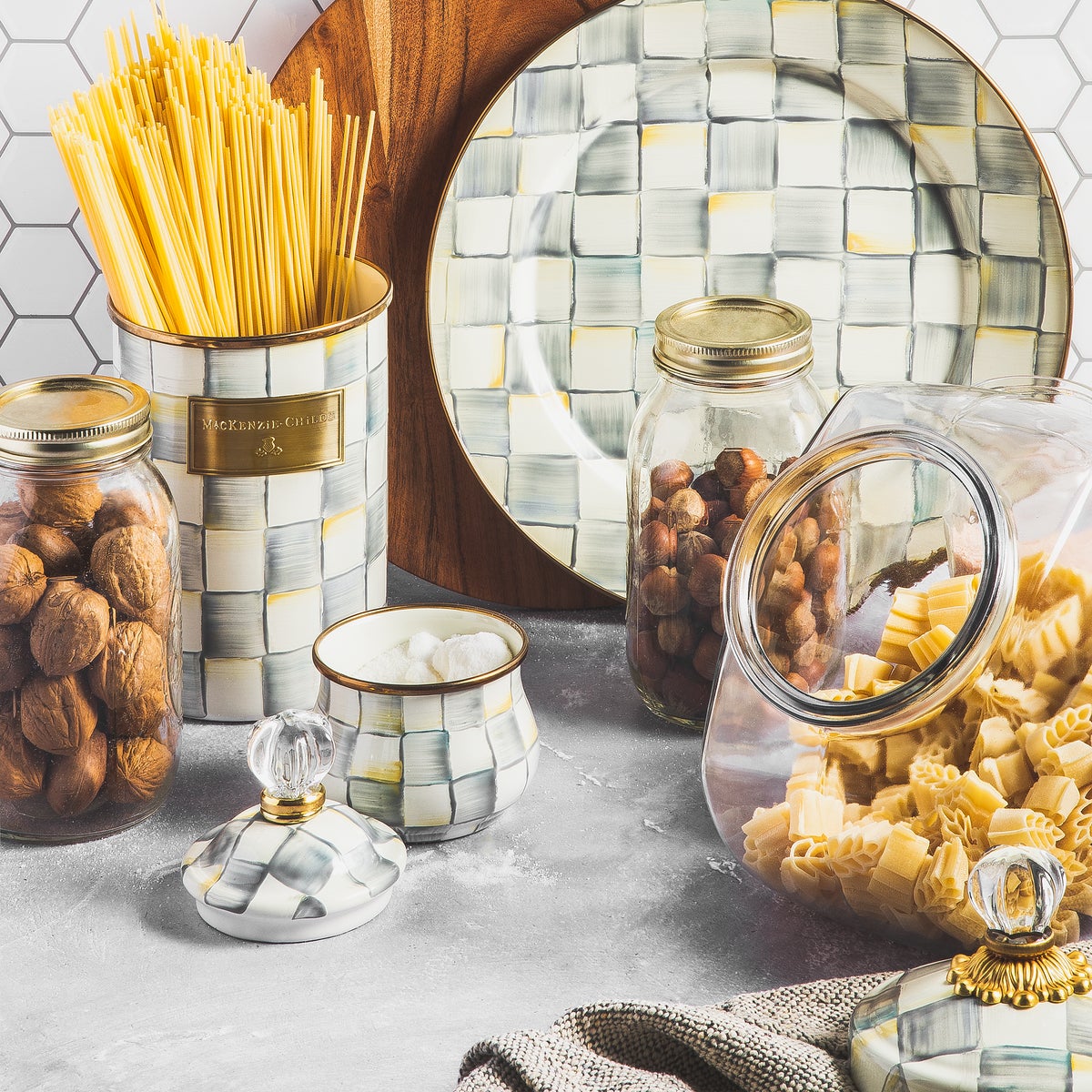 Cookie Jar with Sterling Check Lid - Image 3
