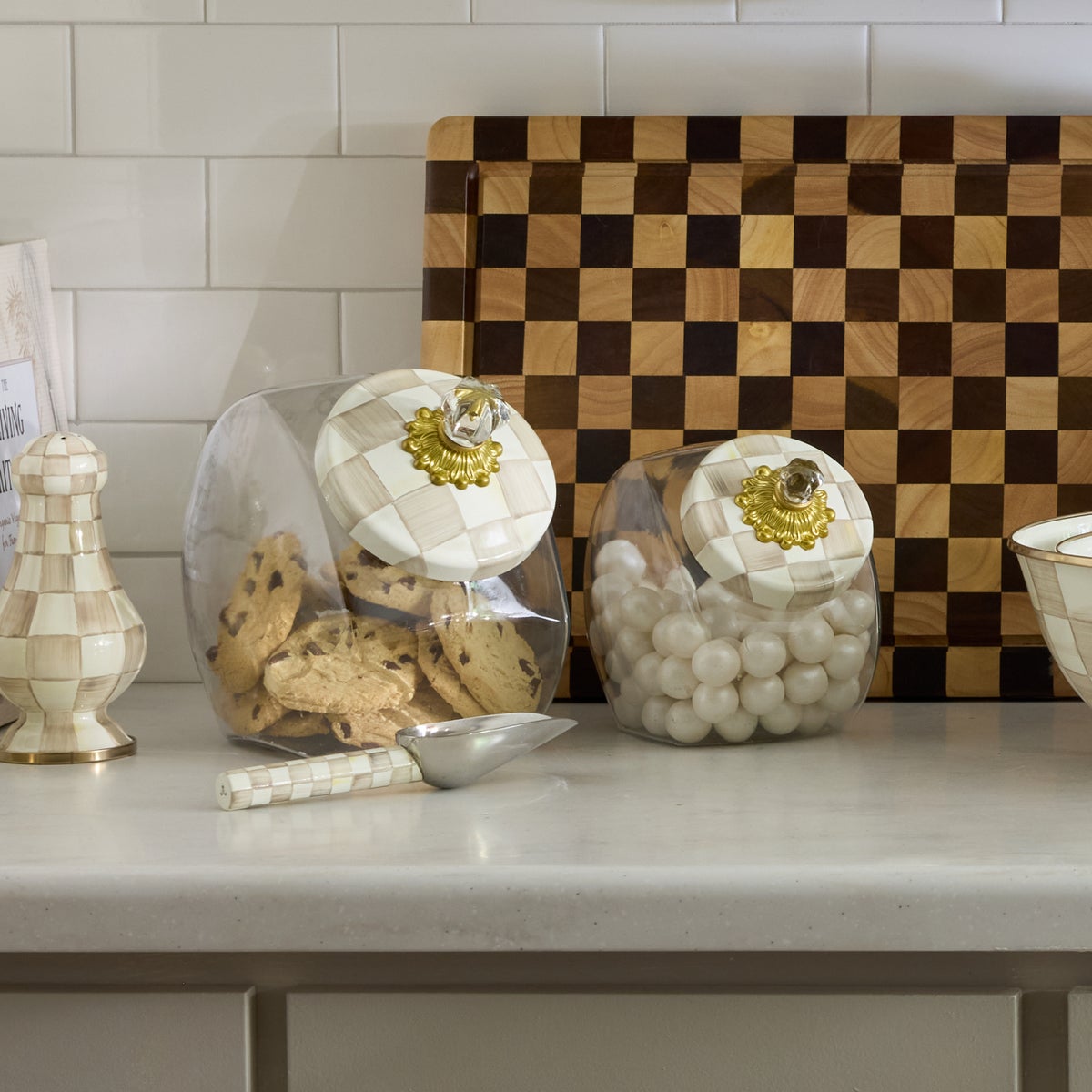 Cookie Jar with Mocha Check Lid - Image 5
