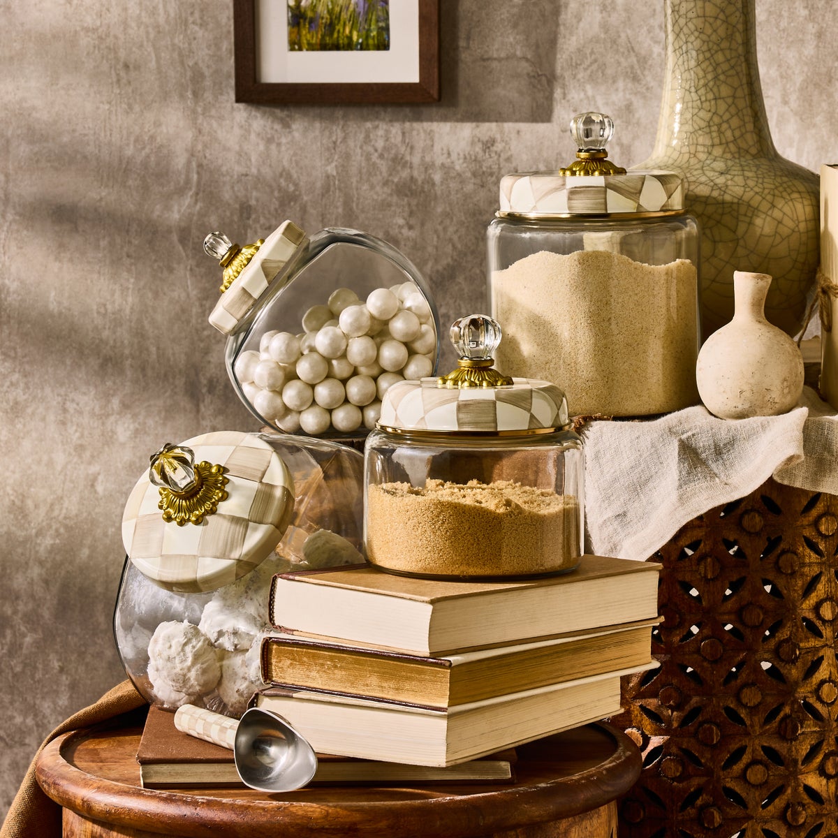 Cookie Jar with Mocha Check Lid - Image 6