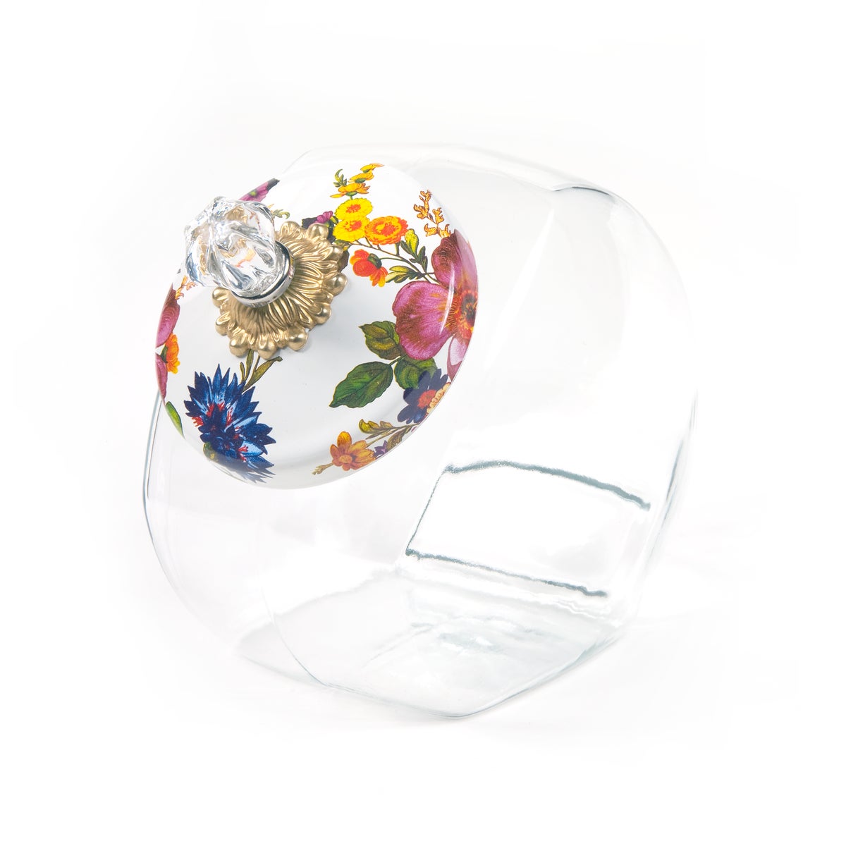 Cookie Jar with White Flower Market Lid