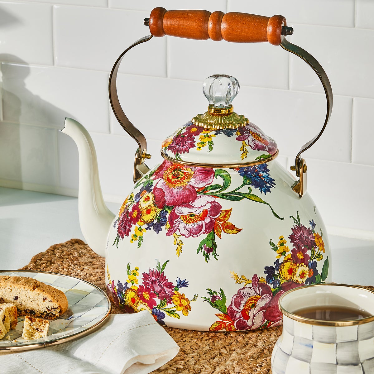 White Flower Market 3 Quart Tea Kettle - Image 3