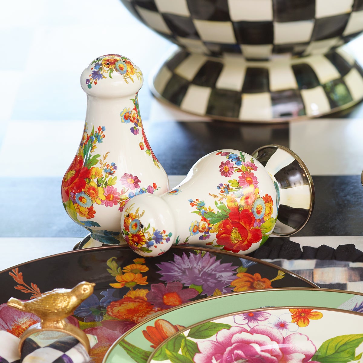White Flower Market Large Salt & Pepper Shakers - Image 6