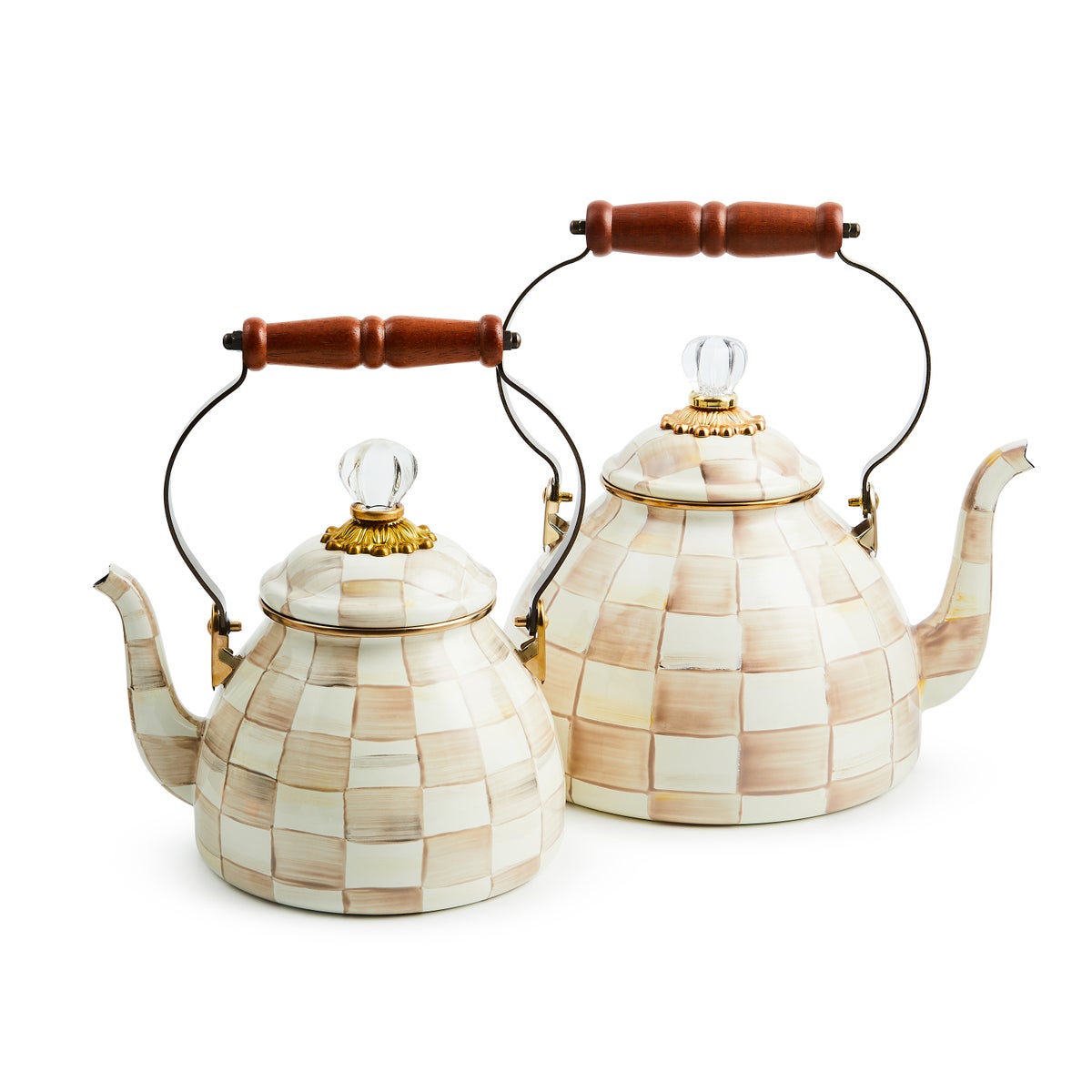 Mocha Check 2 Quart Tea Kettle - Image 4