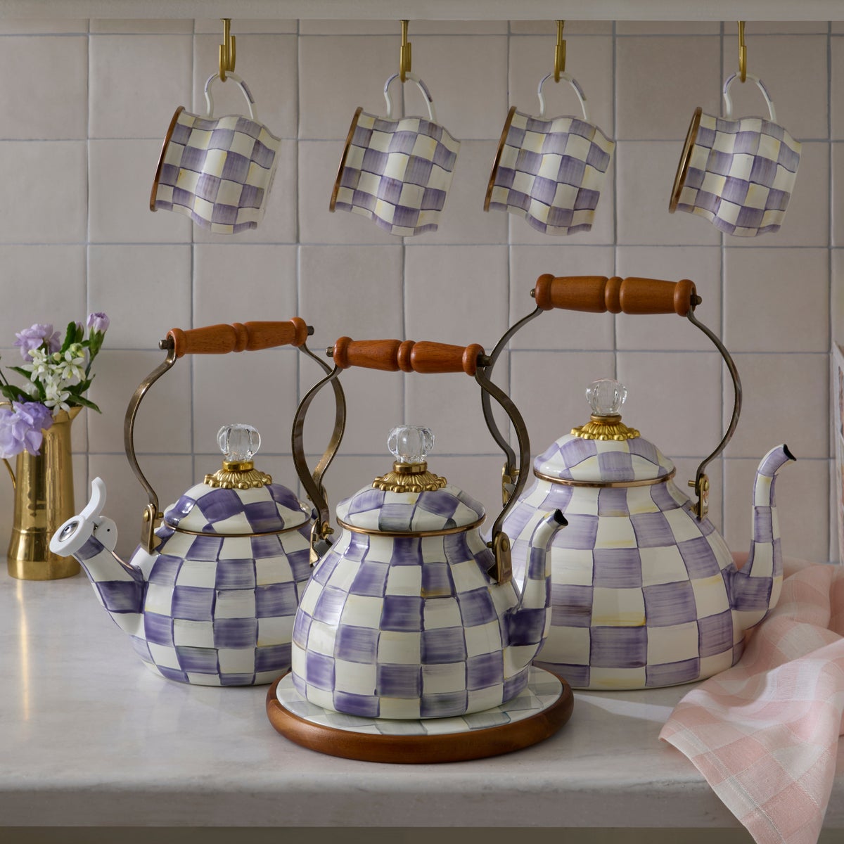 Violet Check 2 Quart Tea Kettle - Image 2