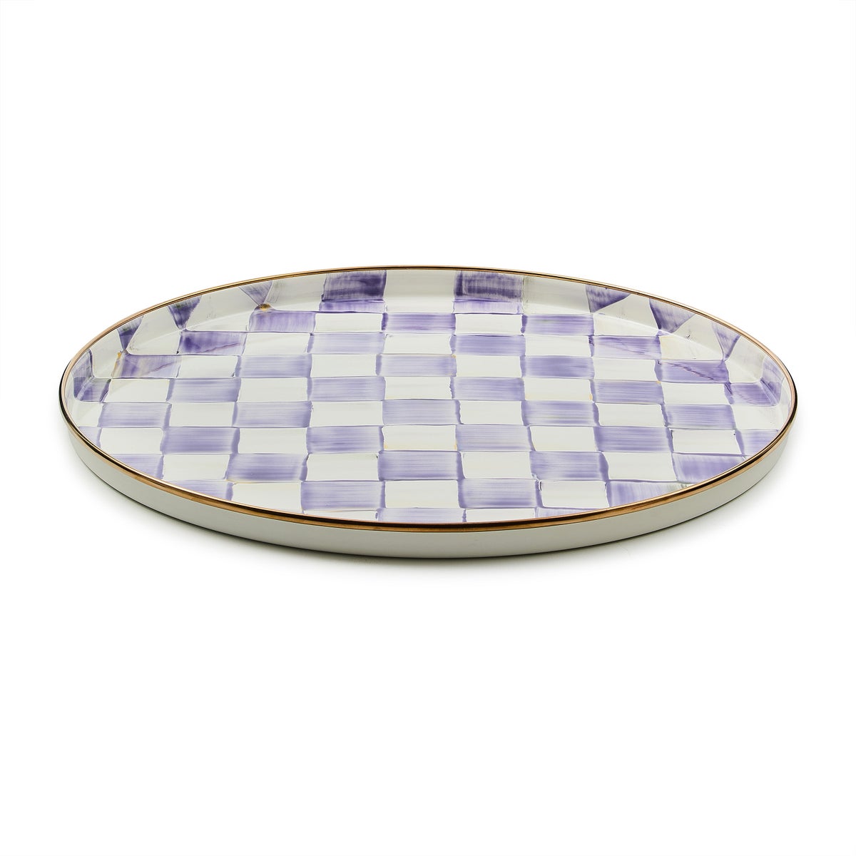 Violet Check Round Tray