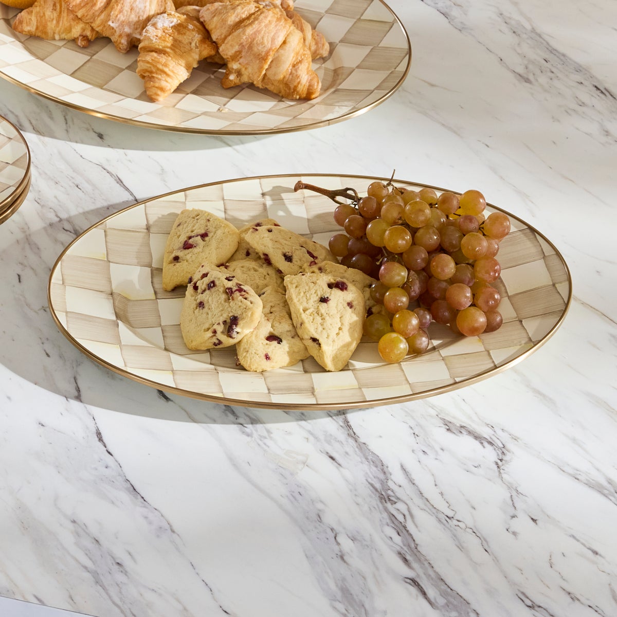 Mocha Check Small Oval Platter - Image 2