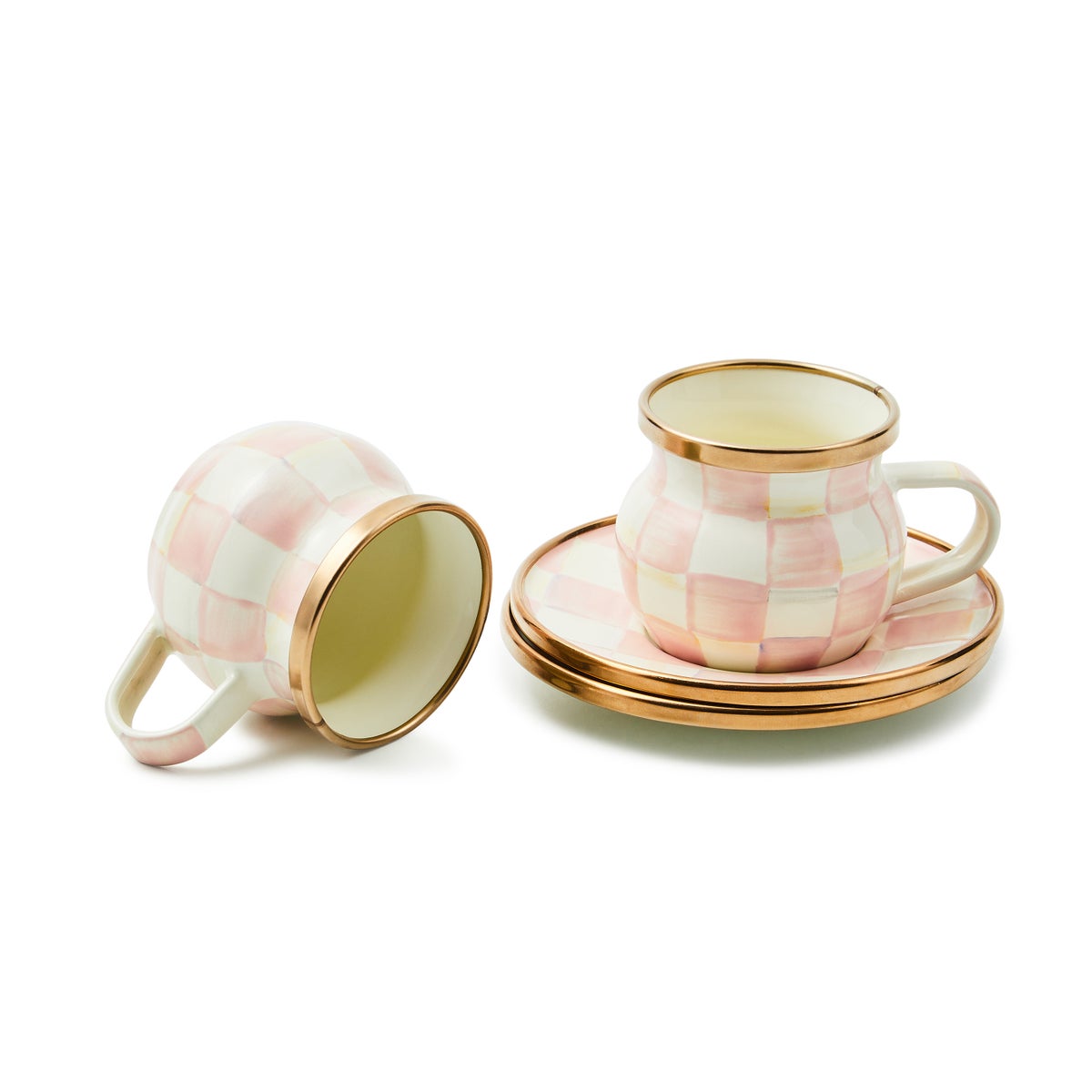 Rosy Check Espresso Cup & Saucer Set - Image 2