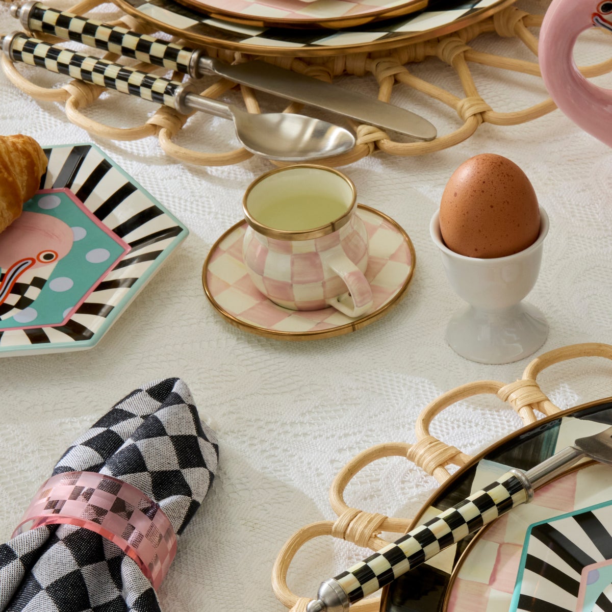 Rosy Check Espresso Cup & Saucer Set - Image 5